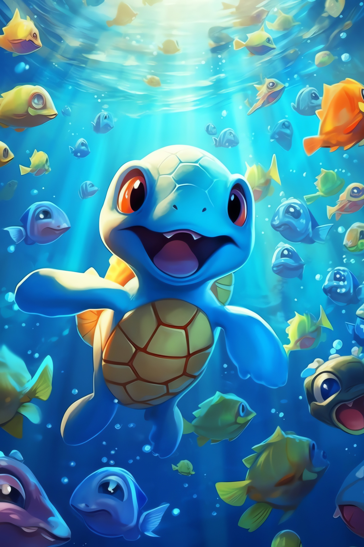 Naive Squirtle, Water Pokmon, Ocean depths, Marine life encounter, Aquatic adventure, HD Phone Wallpaper