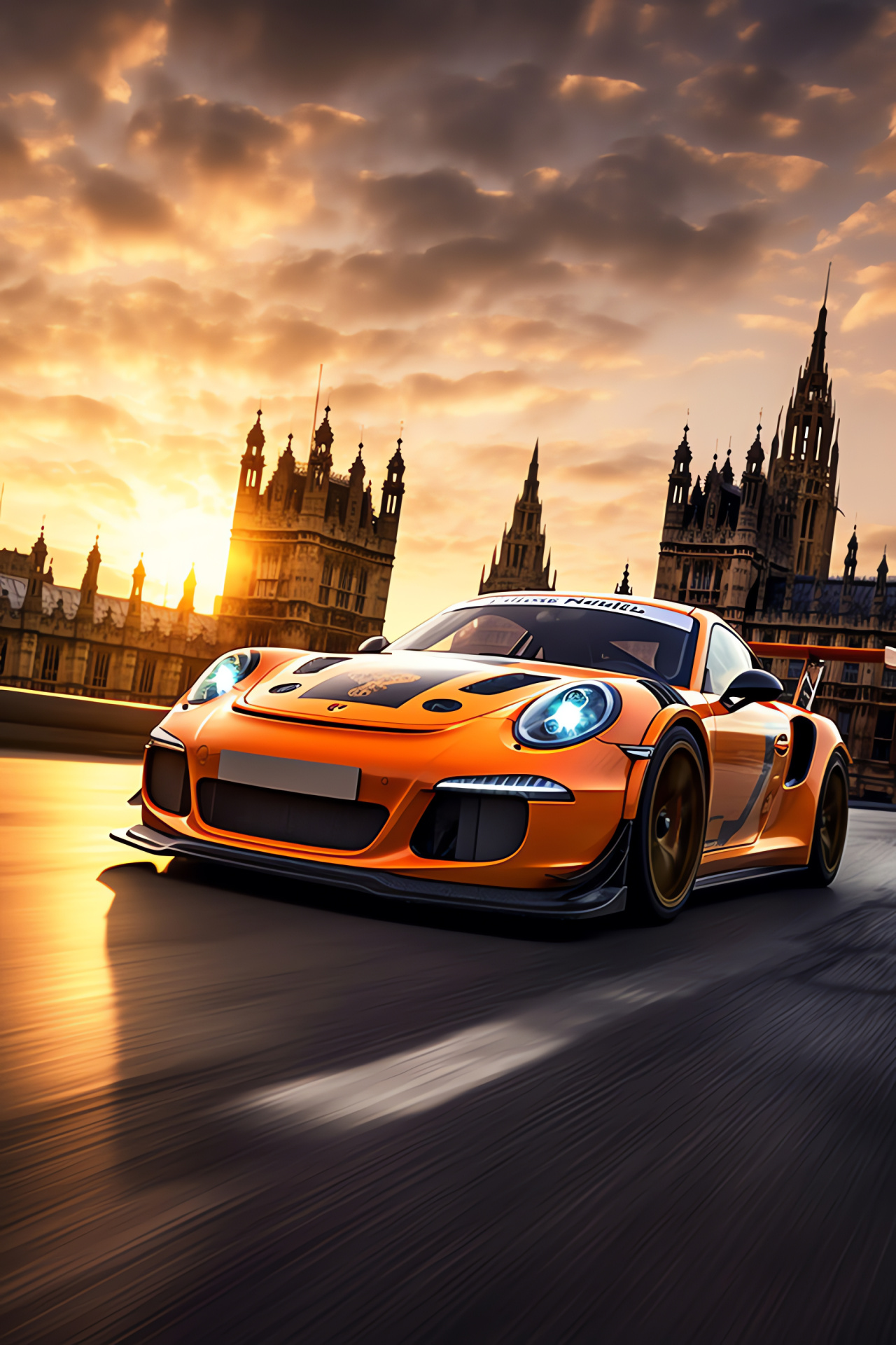 Porsche 911 GT3 Clubsport, Big Ben backdrop, London's urban elegance, British engineering, Automotive precision, HD Phone Wallpaper