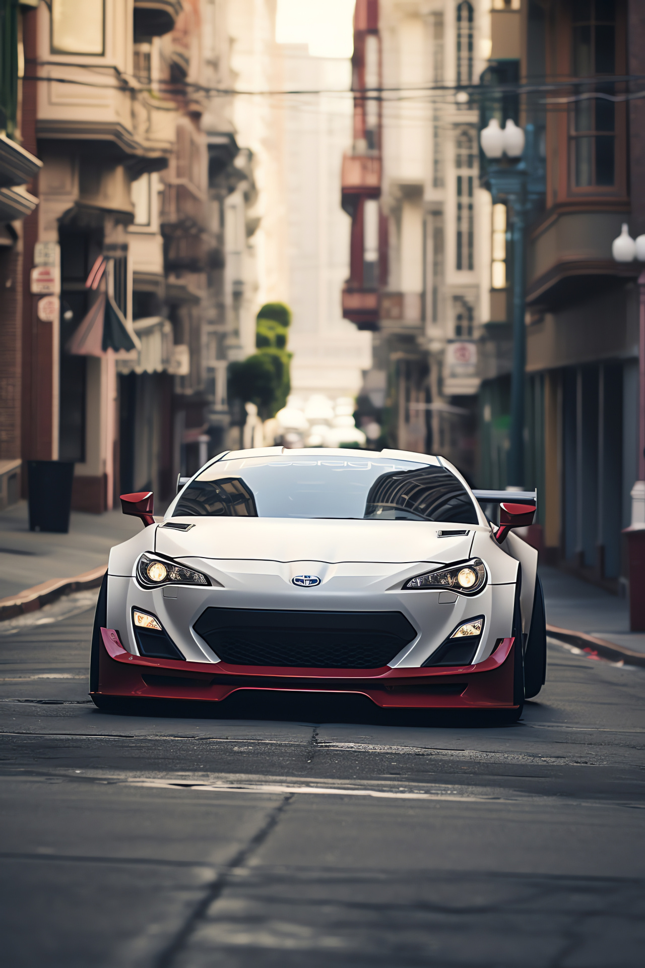 Scion FR-S vehicle, Rocket Bunny kit, San Francisco street, Custom car culture, Automotive photography, HD Phone Wallpaper