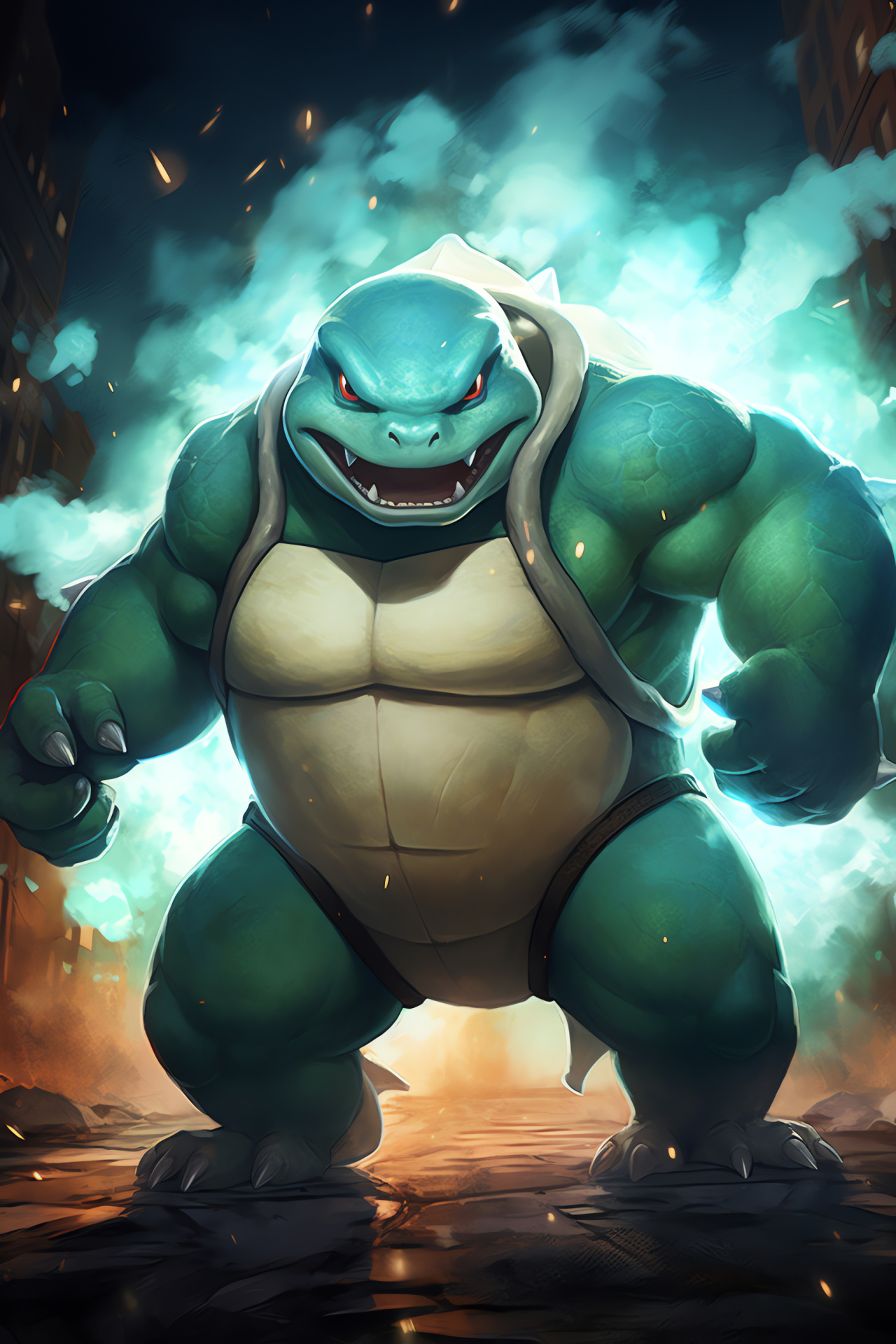 Maritime Blastoise, Hydrokinetic Pokmon, Cobalt armored shell, Pressurized water blast, Steadfast demeanor, HD Phone Wallpaper