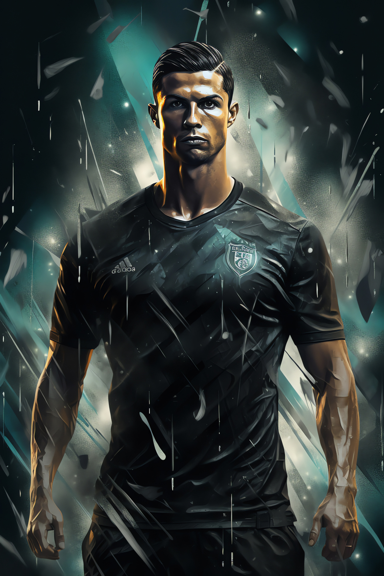 Cristiano Ronaldo, intense gaze, sportsman build, goal scorer, top athlete, HD Phone Image