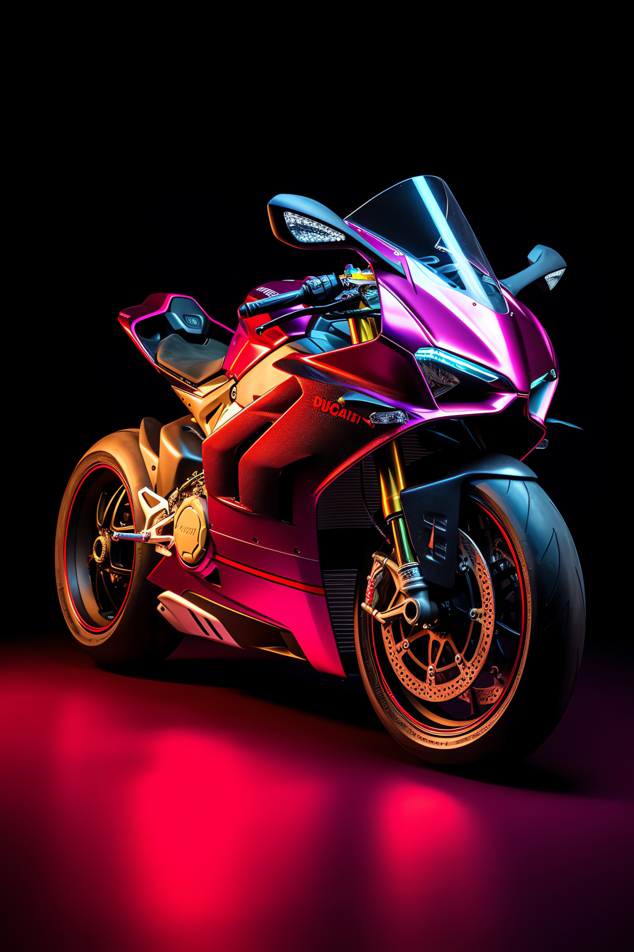 Ducati peak performance, High-speed thrill, Racing visuals, Neon ambiance, Engineering excellence, HD Phone Wallpaper