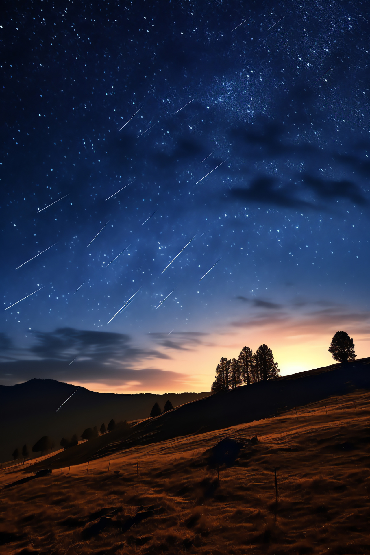 Perseid meteor event, Celestial shower scene, Annual astronomical occurrence, Sky streaks phenomenon, Darkness illuminations, HD Phone Wallpaper