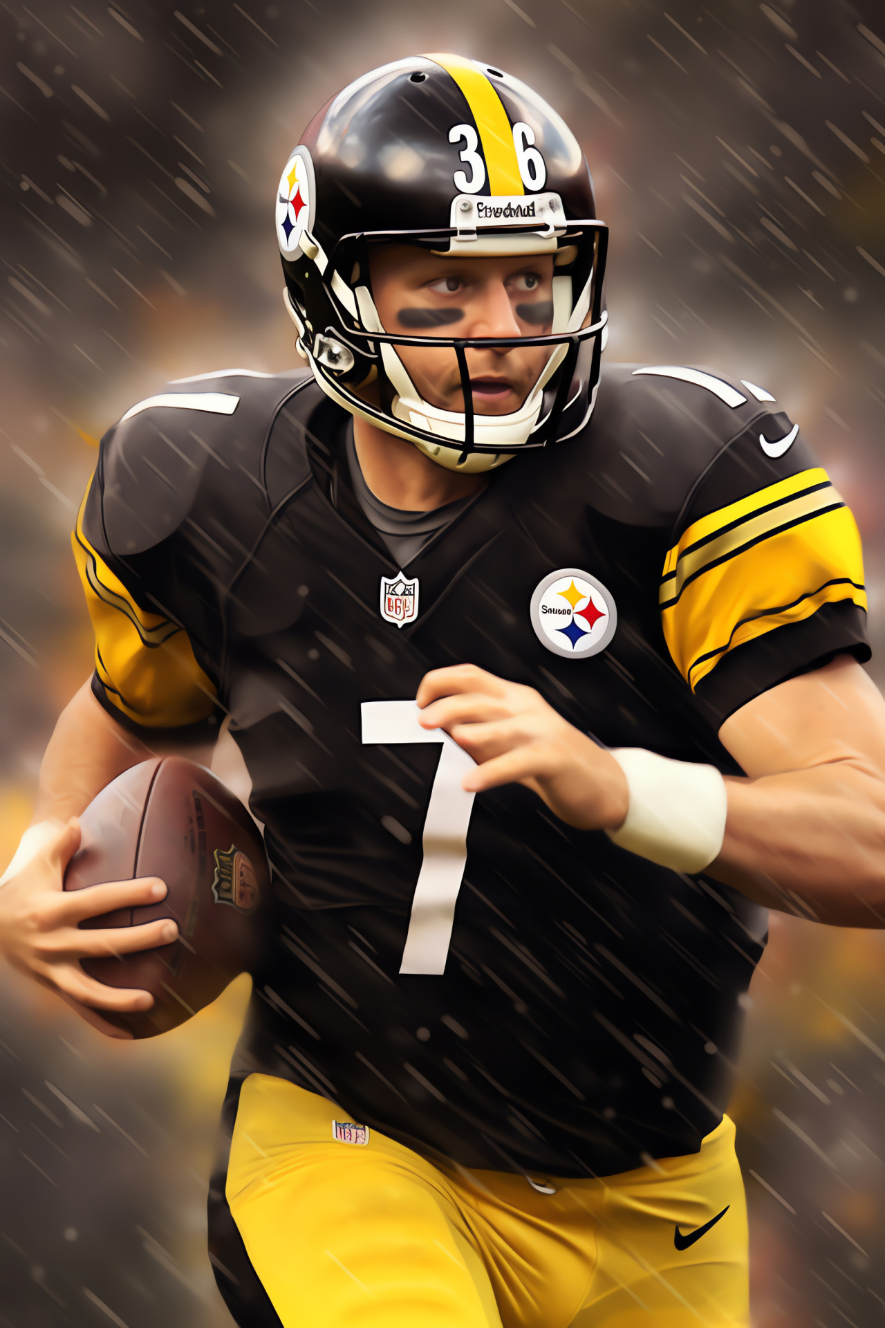 Steelers Quarterback Ben Roethlisberger, Offensive strategy, Dynamic play, Opponent team challenge, NFL game, HD Phone Image