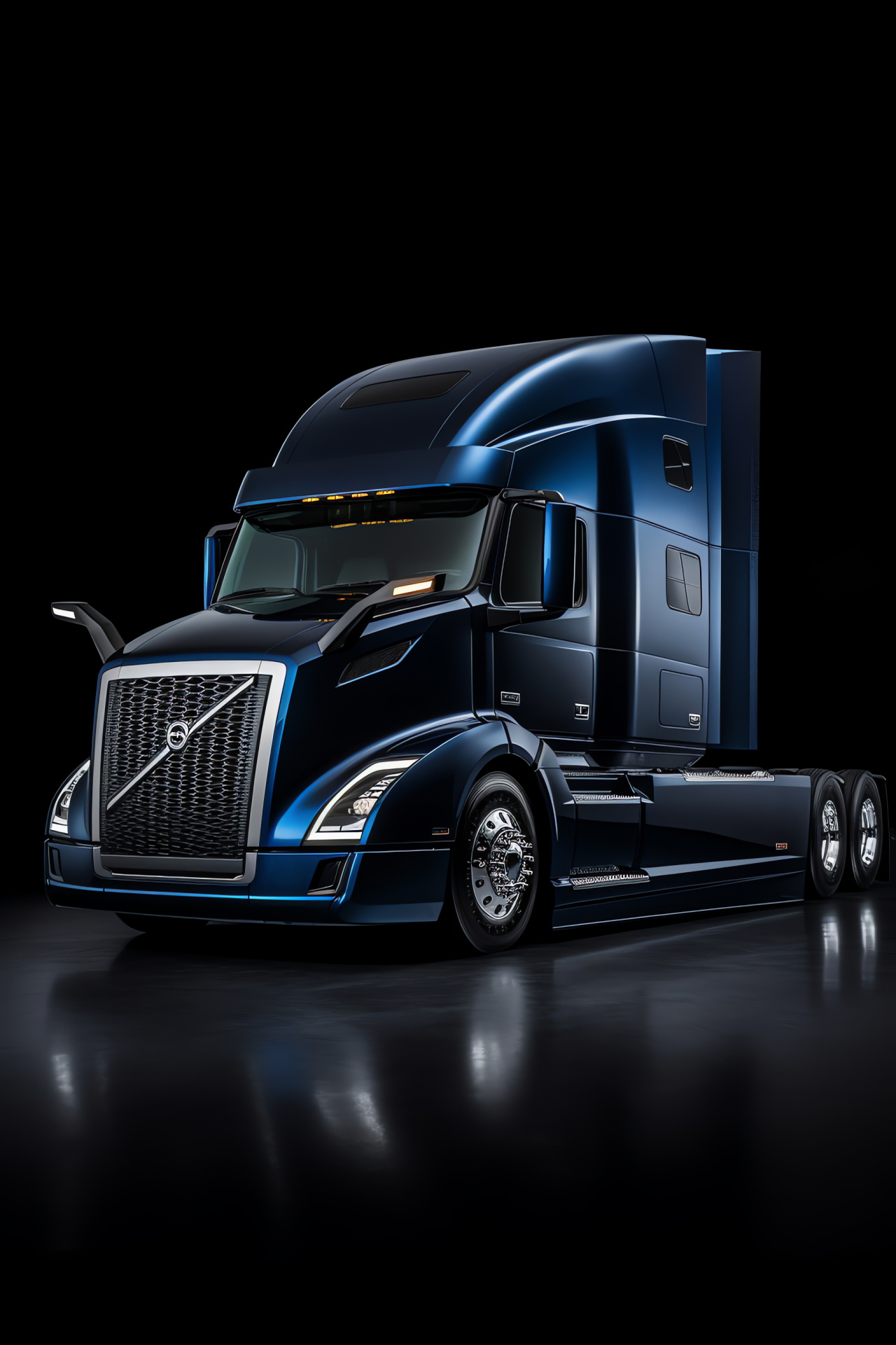 Volvo VNL 860 profile, Heavy duty truck, Transit magnate, Deep blue hue, Auto transport industry, HD Phone Wallpaper