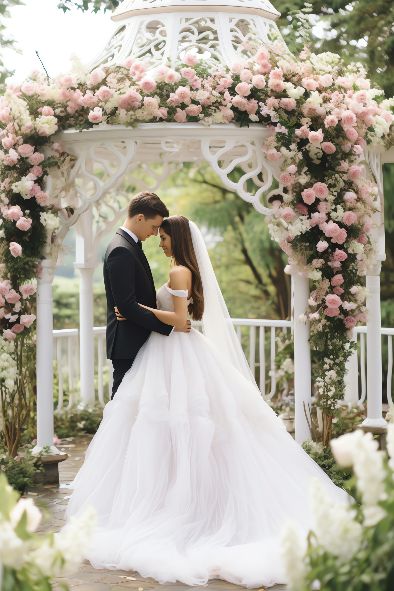 Couple's garden, Lush florals, Verdant surroundings, Outdoor idyll, Marriage jubilee, HD Phone Wallpaper