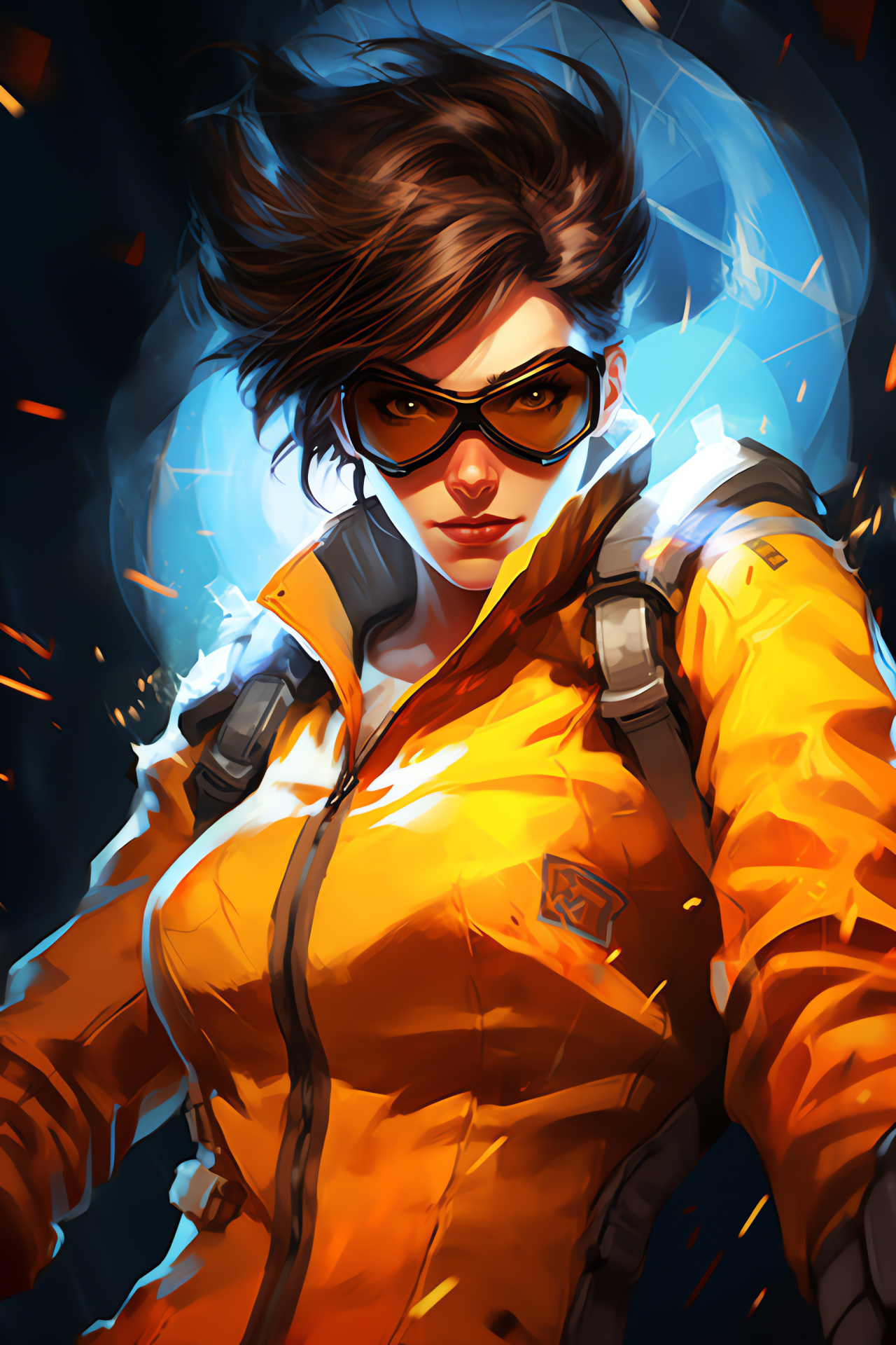 Overwatch hero Tracer, Science facility, Villain encounter, Holographic displays, Gaming saga, HD Phone Wallpaper