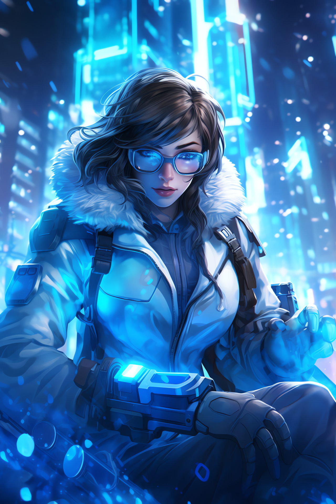 Overwatch Mei's resilience, dynamic ice maneuver, gamer engagement, creative defense tool, battle scene, HD Phone Image