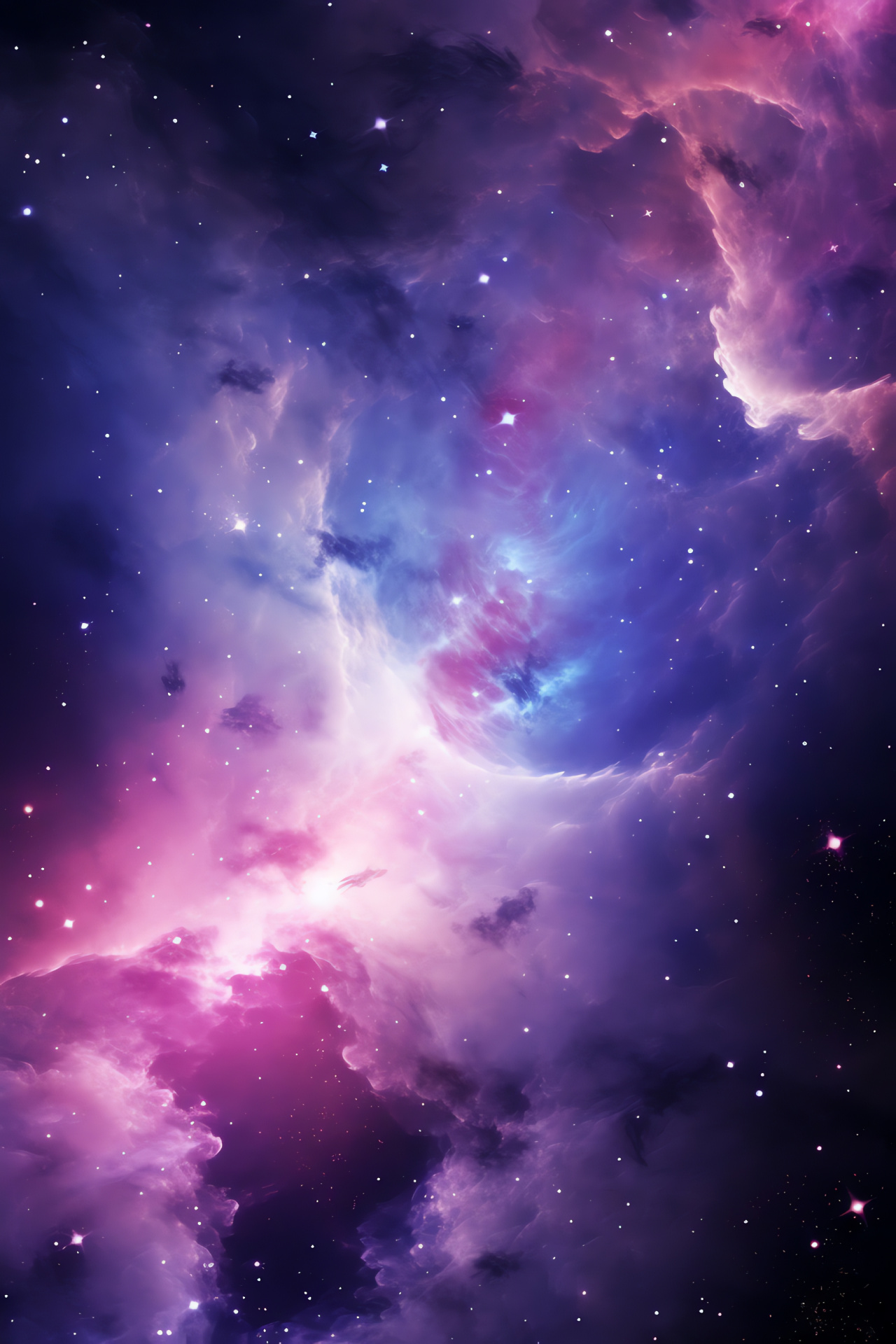 Cosmic tapestry, Purple sky expanse, Twilight hues, Celestial dance, Astral shades, HD Phone Image