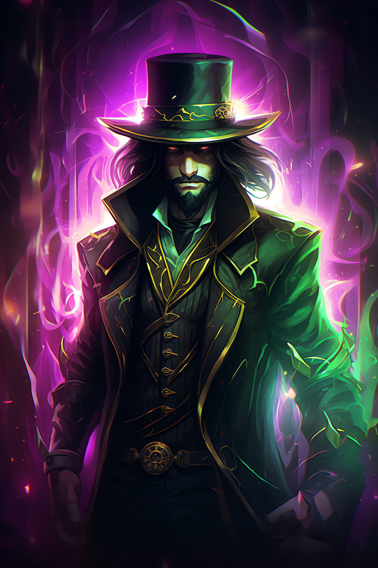 Twisted Fate's confidence, Stylized gambler, League of Legends avatar, Regal purple costume, Shrewd gaze, HD Phone Wallpaper