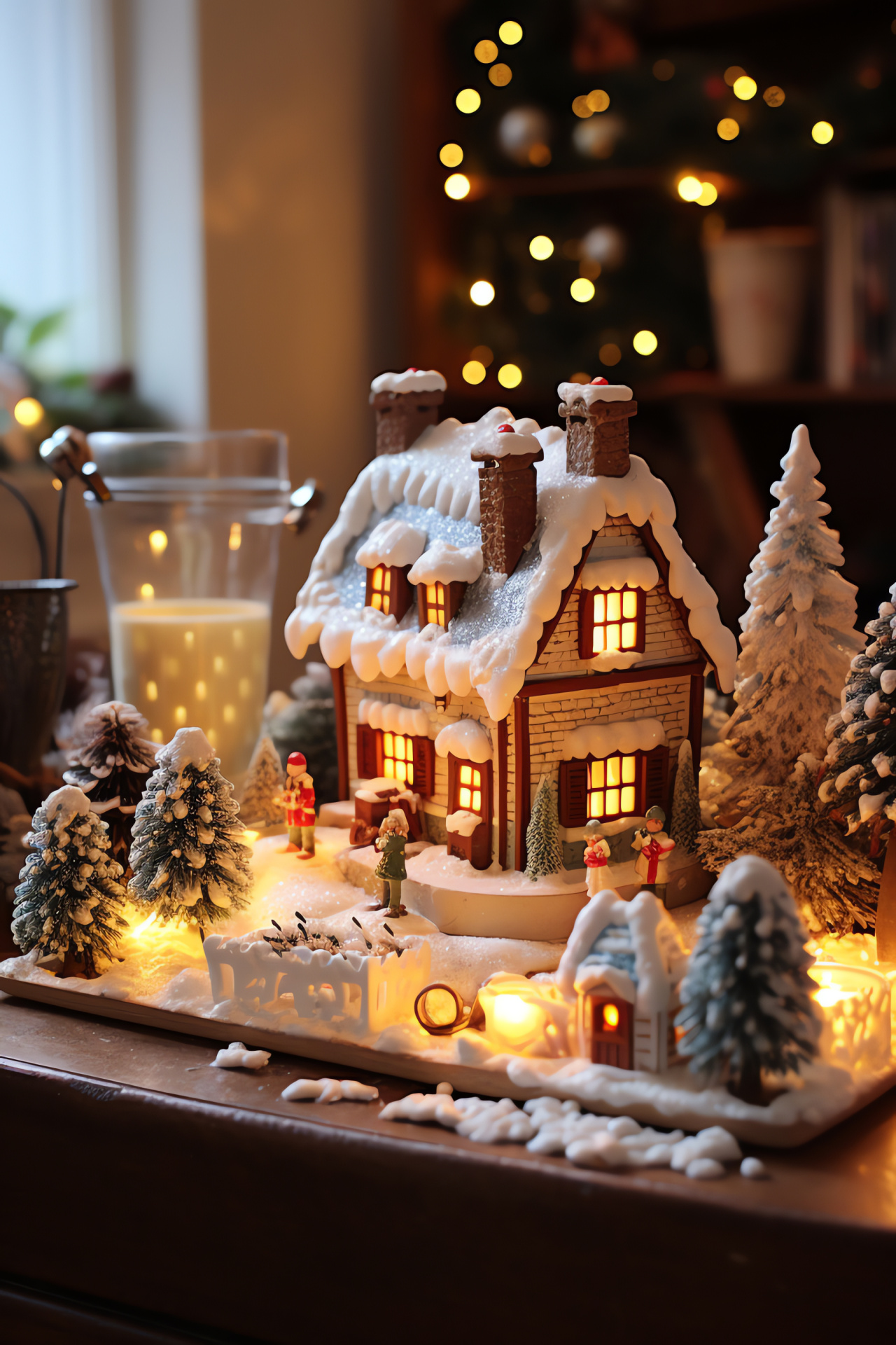 Rustic holiday dwelling, familial warmth, hearthside stories, winter confectionery, nostalgic traditions, HD Phone Wallpaper