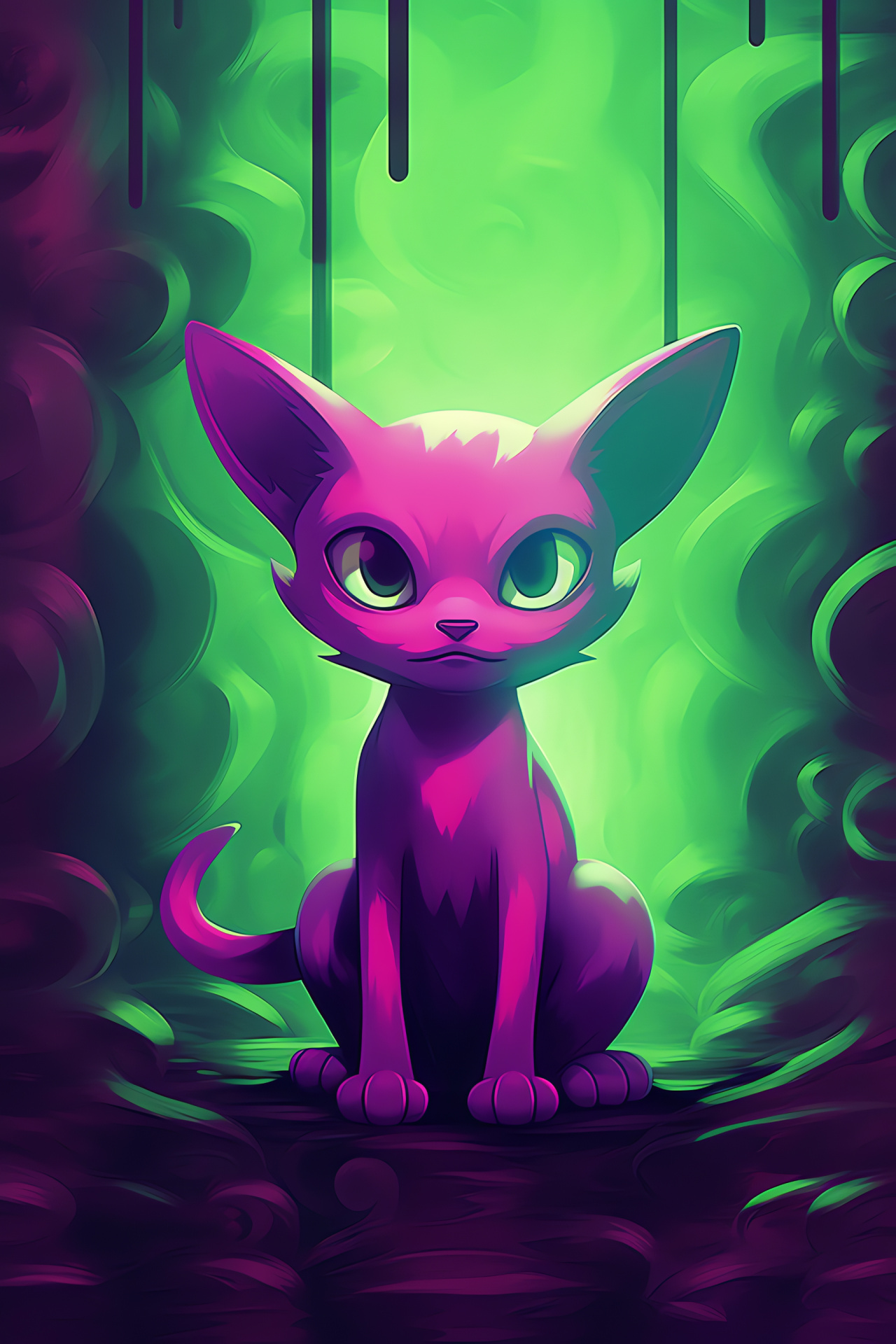 Mew, floating Psychic Pokemon, gaming character, enigmatic blue eyes, mythical creature, HD Phone Image