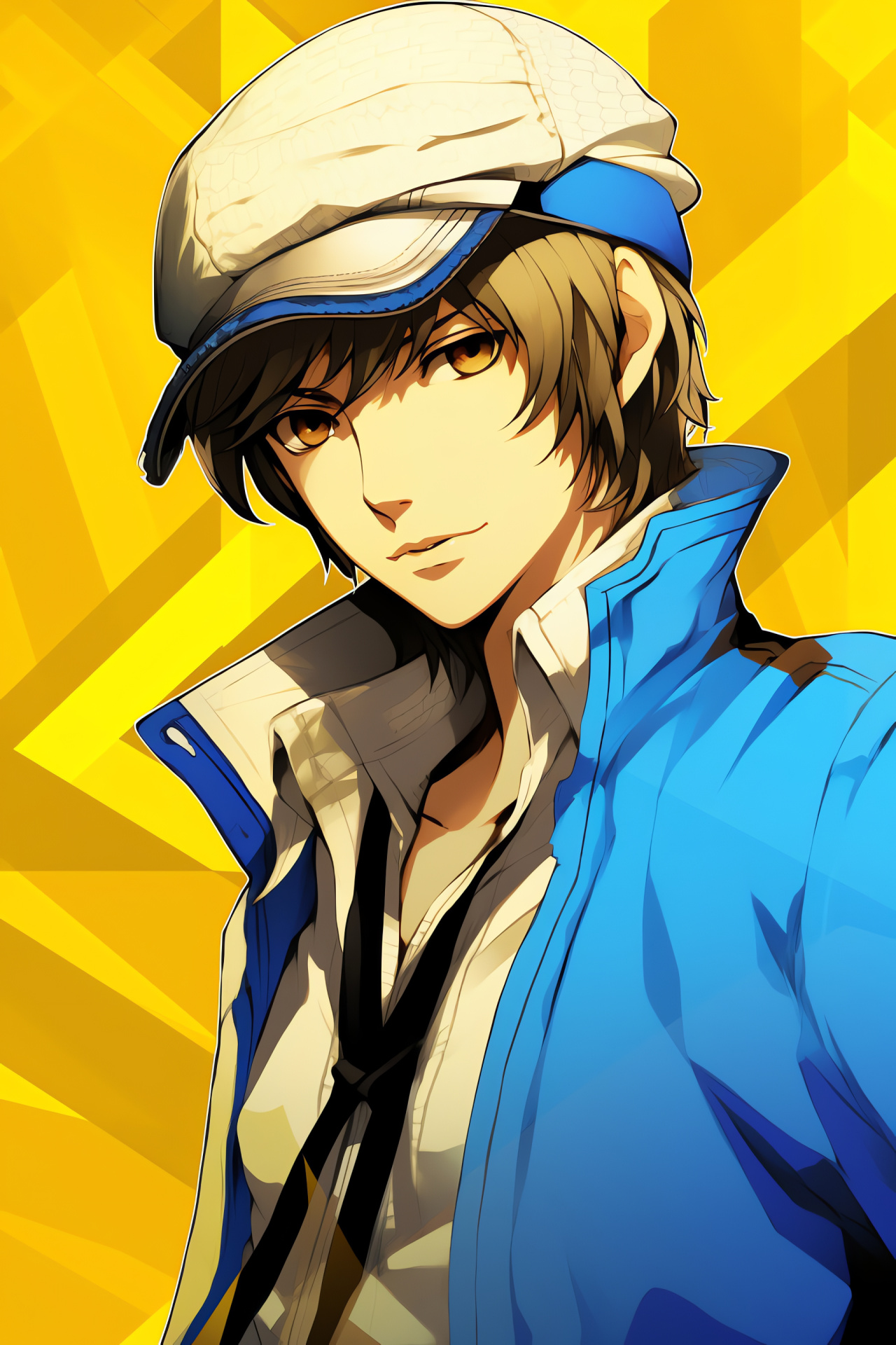 Golden Persona serenity, Oceanic orbs, Casual gamer posture, Leisure avatar stance, Interactive fiction, HD Phone Wallpaper