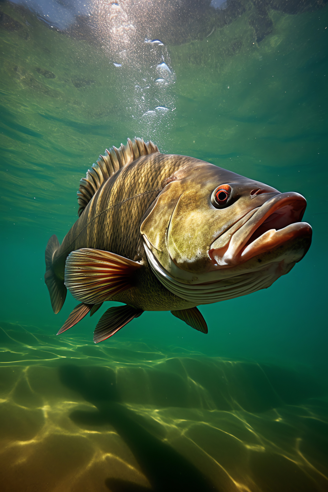 Smallmouth Bass fish, Angler's catch, Freshwater sportfish, Lake Michigan inhabitant, Natural stripes, HD Phone Wallpaper