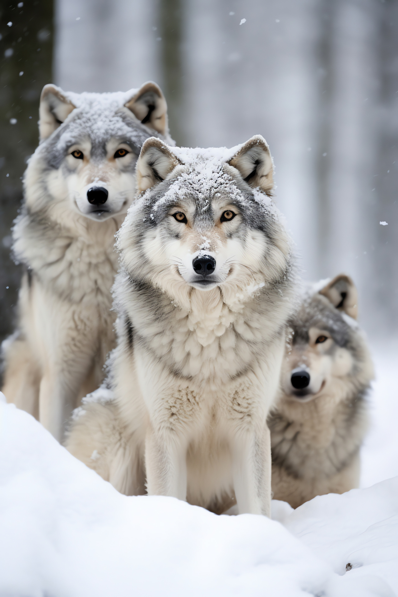 Siberian wolves, Northern pack, Canis lupus, Tundra wildlife, Predatory mammals, HD Phone Wallpaper