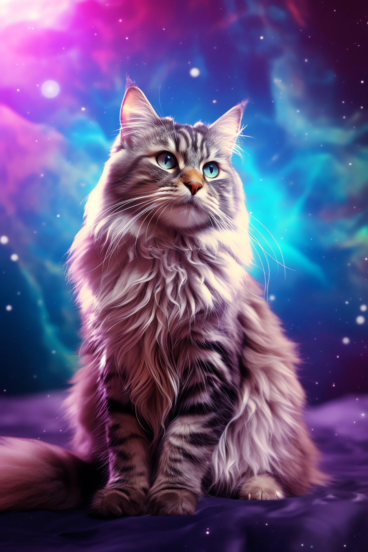 Space Cats luminescence, Astro-felines, Space environment, Cosmic pet, Nebular creatures, HD Phone Wallpaper