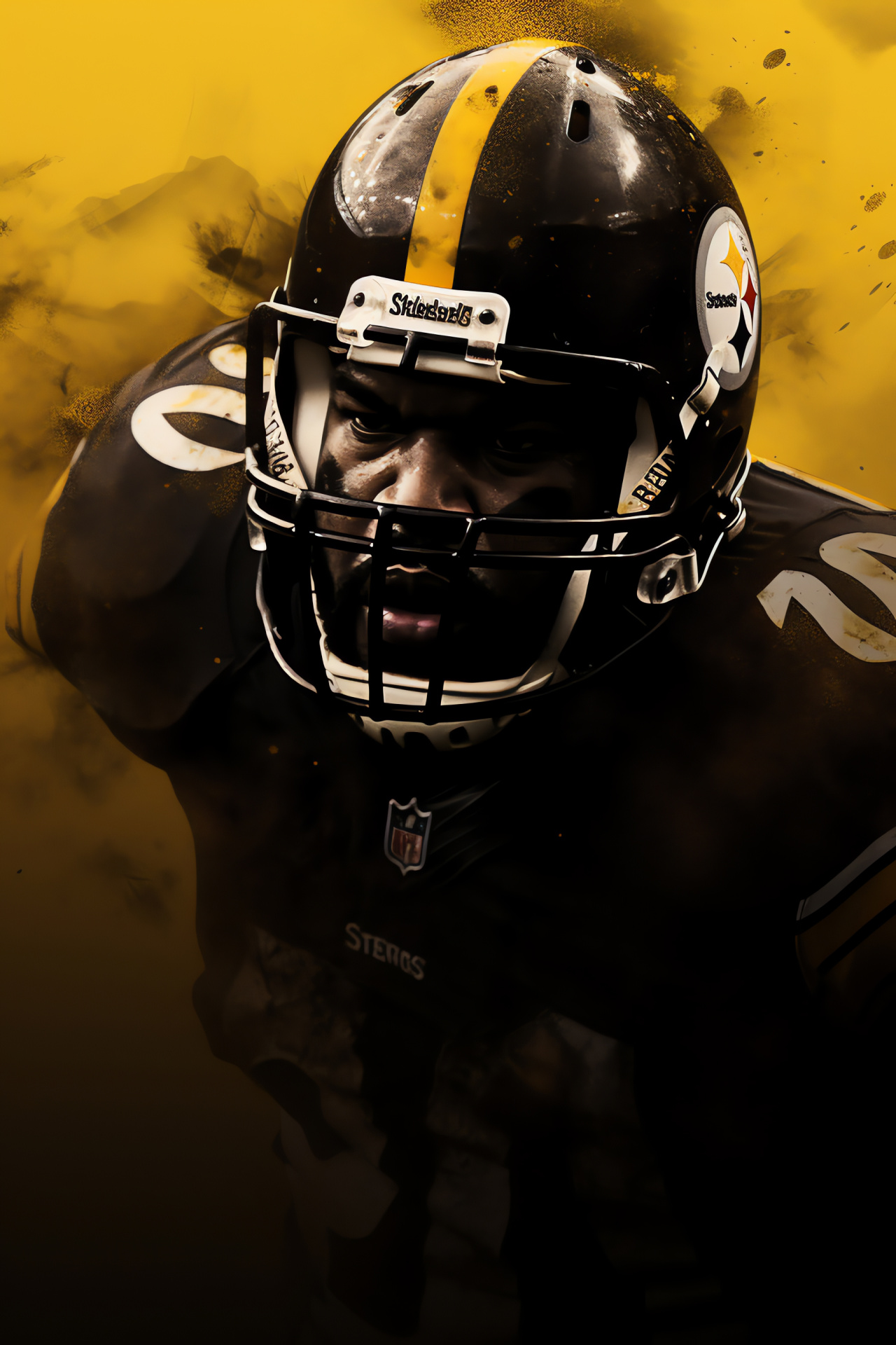 Steelers legend Joe Greene, Defensive tackle prowess, Expressive sports imagery, Digital artistry, Team legacy, HD Phone Wallpaper