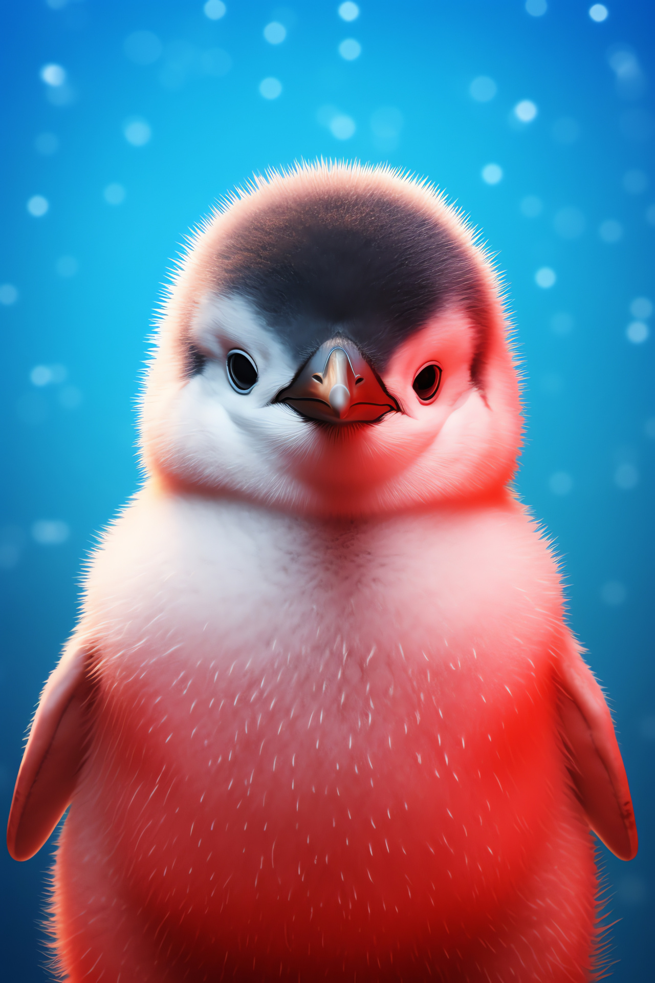 Little penguin, Fairy penguin perspective, Oceanic blue plumage, Red canvas, Coastal bird species, HD Phone Wallpaper