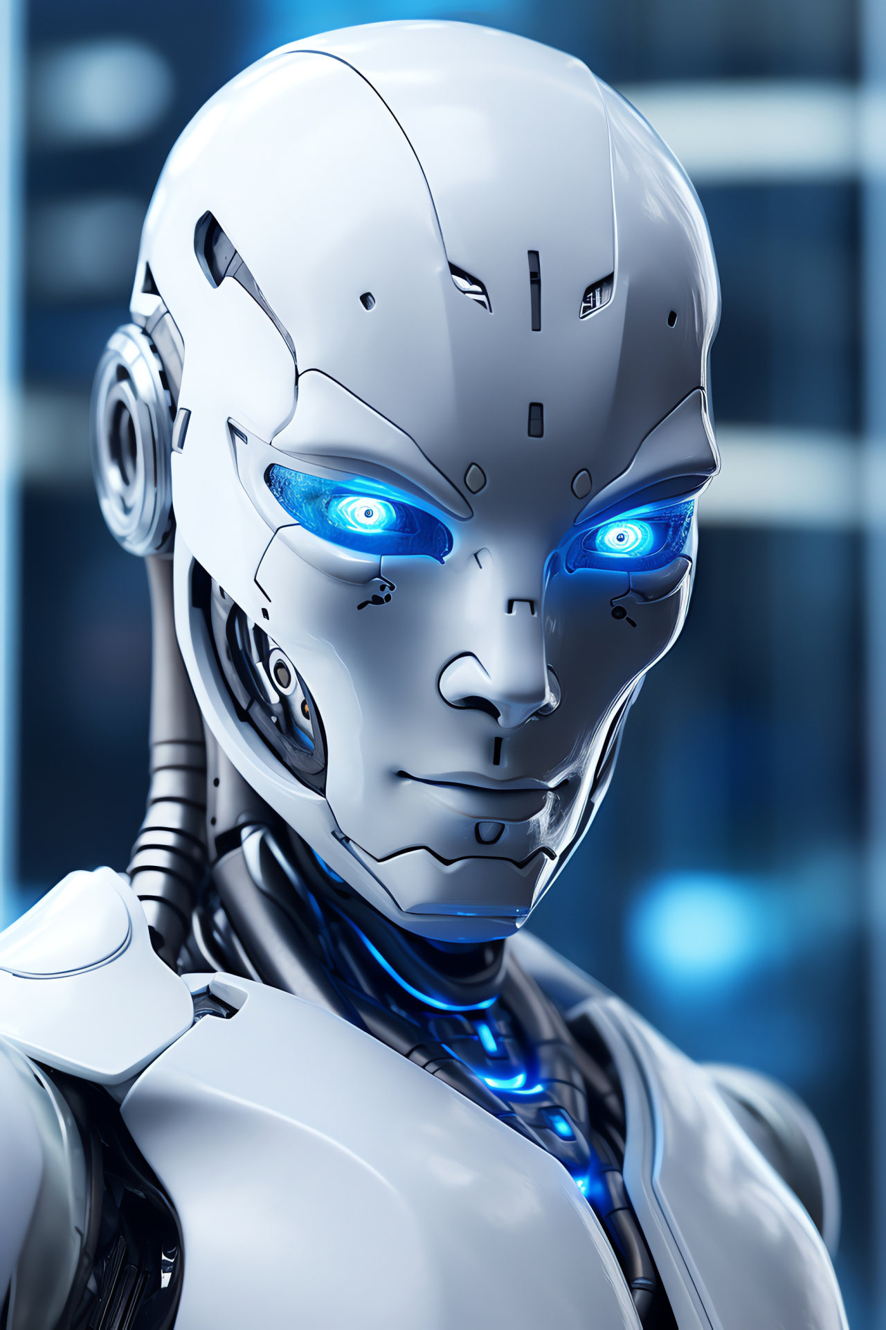 Robot of tomorrow, Space automaton, Titanium structure, Sapphire visual sensors, Futurism, HD Phone Wallpaper