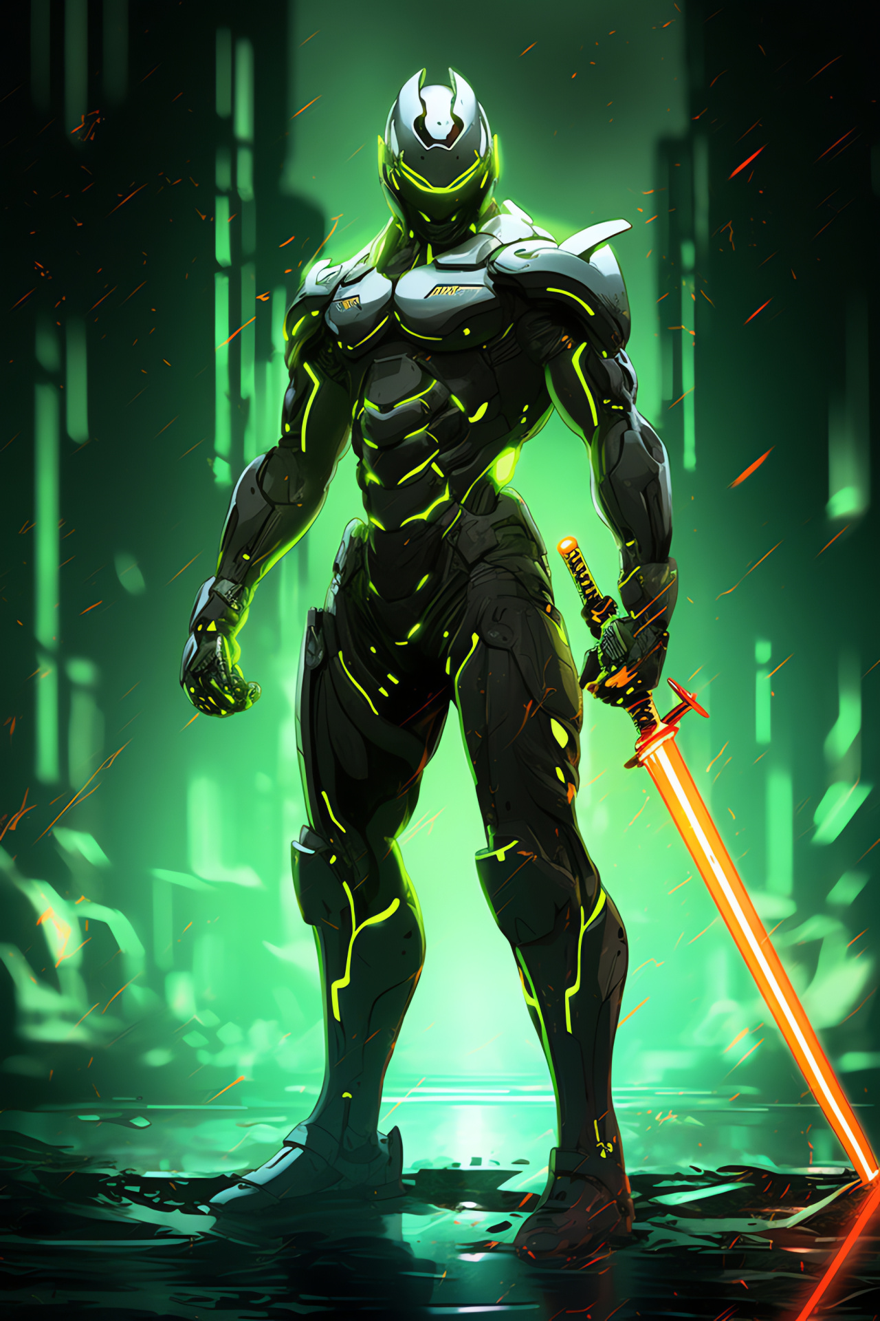 Genji of Overwatch, cyborg agility, high-tech warrior, swift strikes, gaming character art, HD Phone Wallpaper