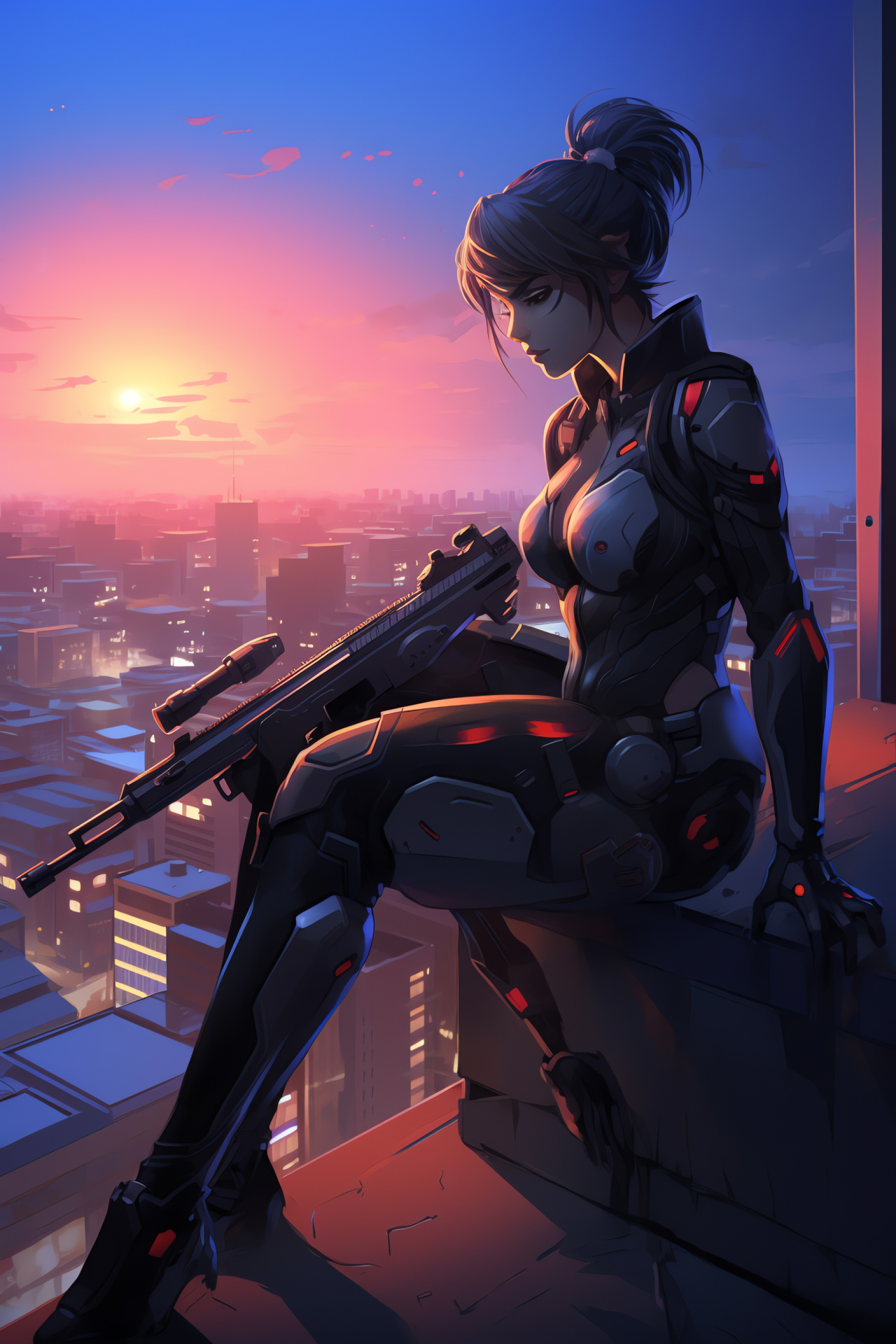 Widowmaker overwatch character, Precision marksman, Urban combat scene, Futuristic battleground, Sharpshooter profile, HD Phone Wallpaper