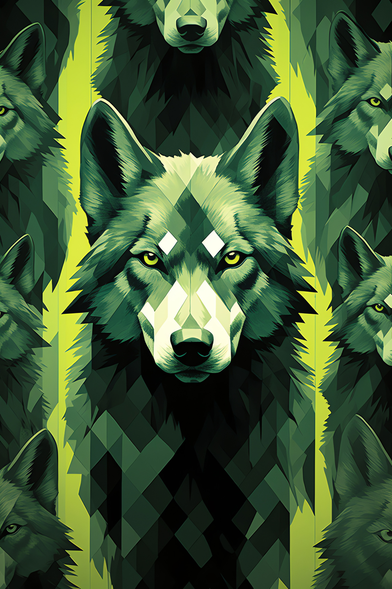 Timber Wolves, Abstract wilderness, Forest canine, Lupine gaze, Alpha predators, HD Phone Image