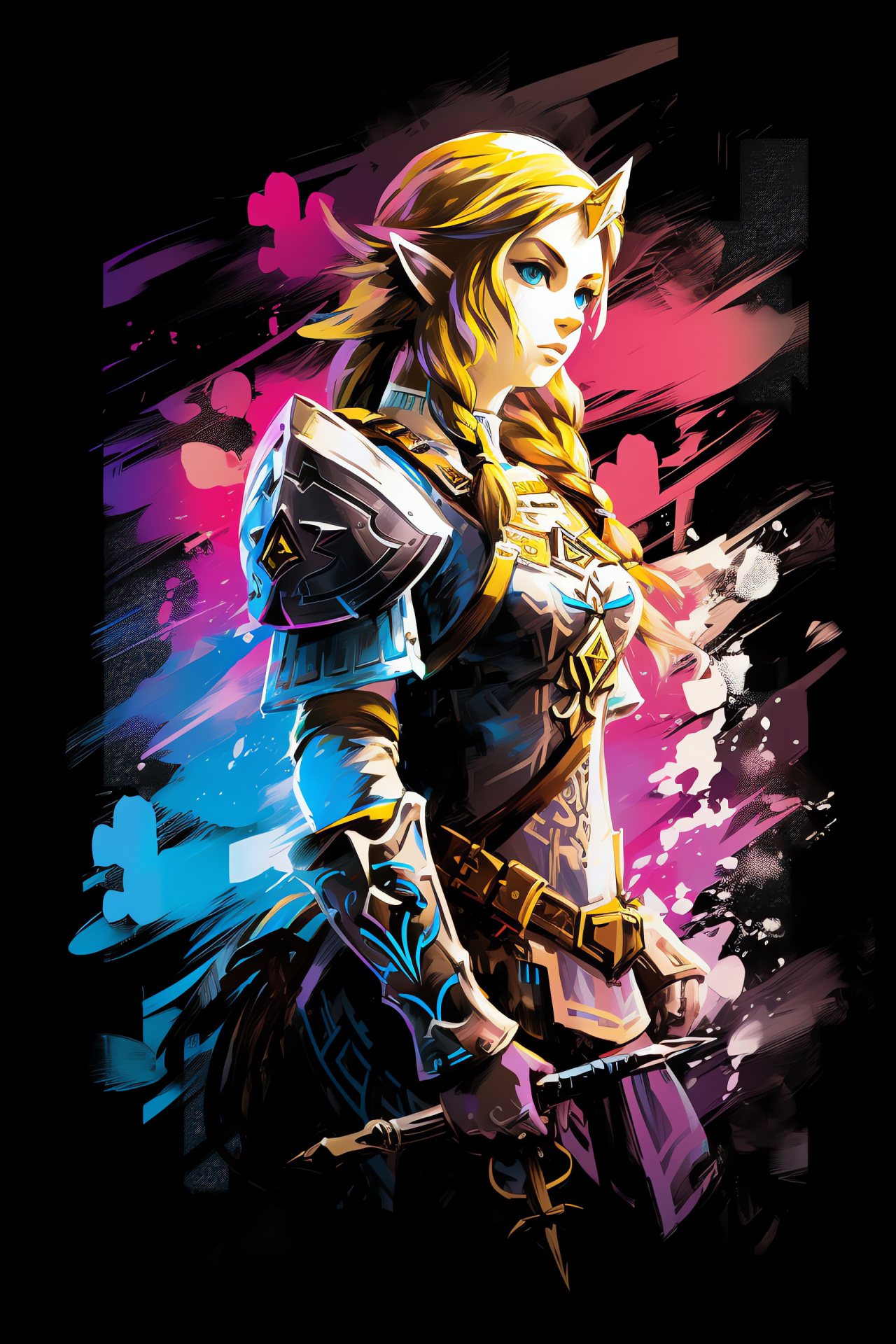 Princess Zelda elegance, Hylian nobility, Lush spectrum, Power symbol, Divine wisdom emblem, HD Phone Image