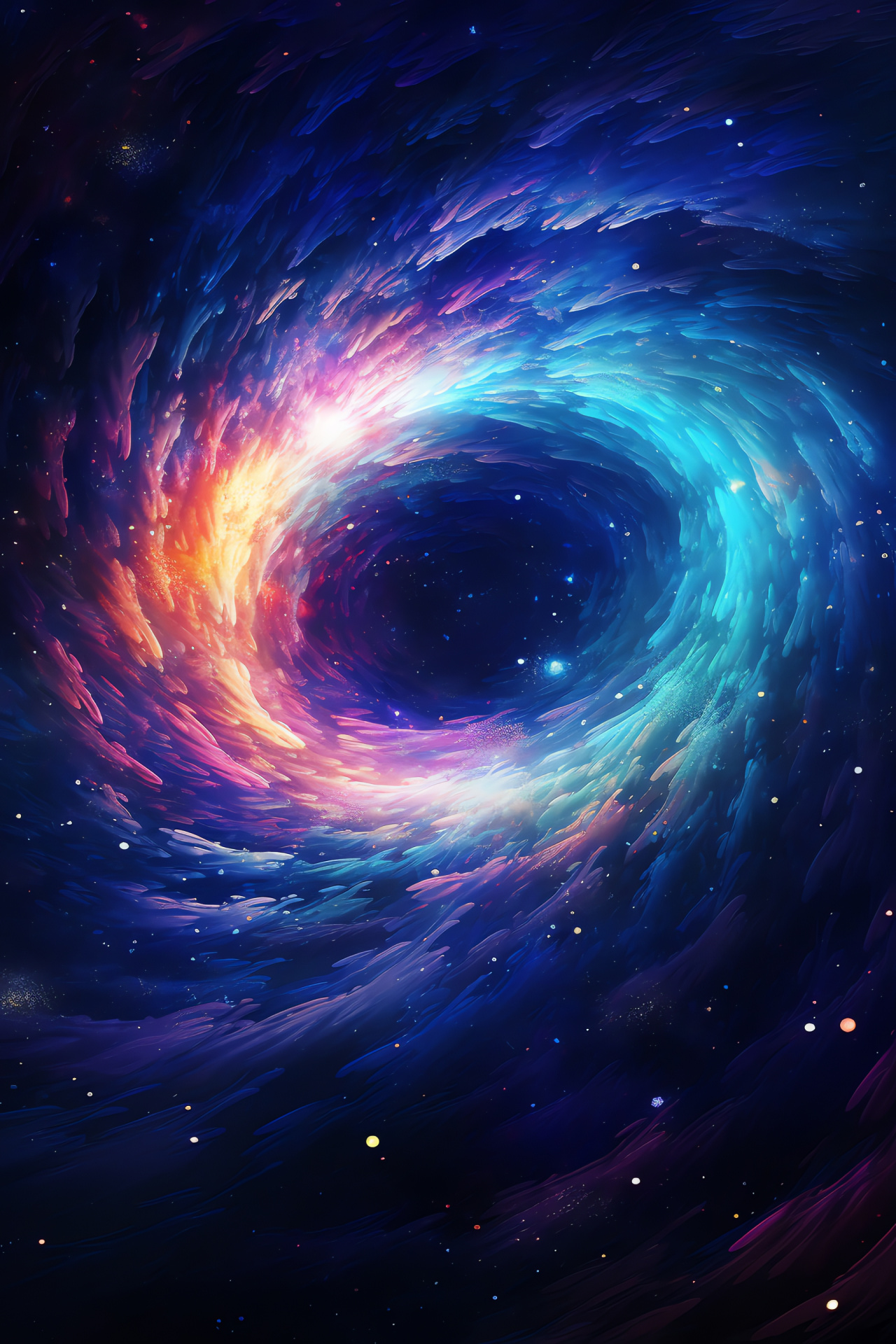 Galactic gateway, Space corridor, Rotating wormhole, Stellar passageway, Chromatic orb, HD Phone Wallpaper