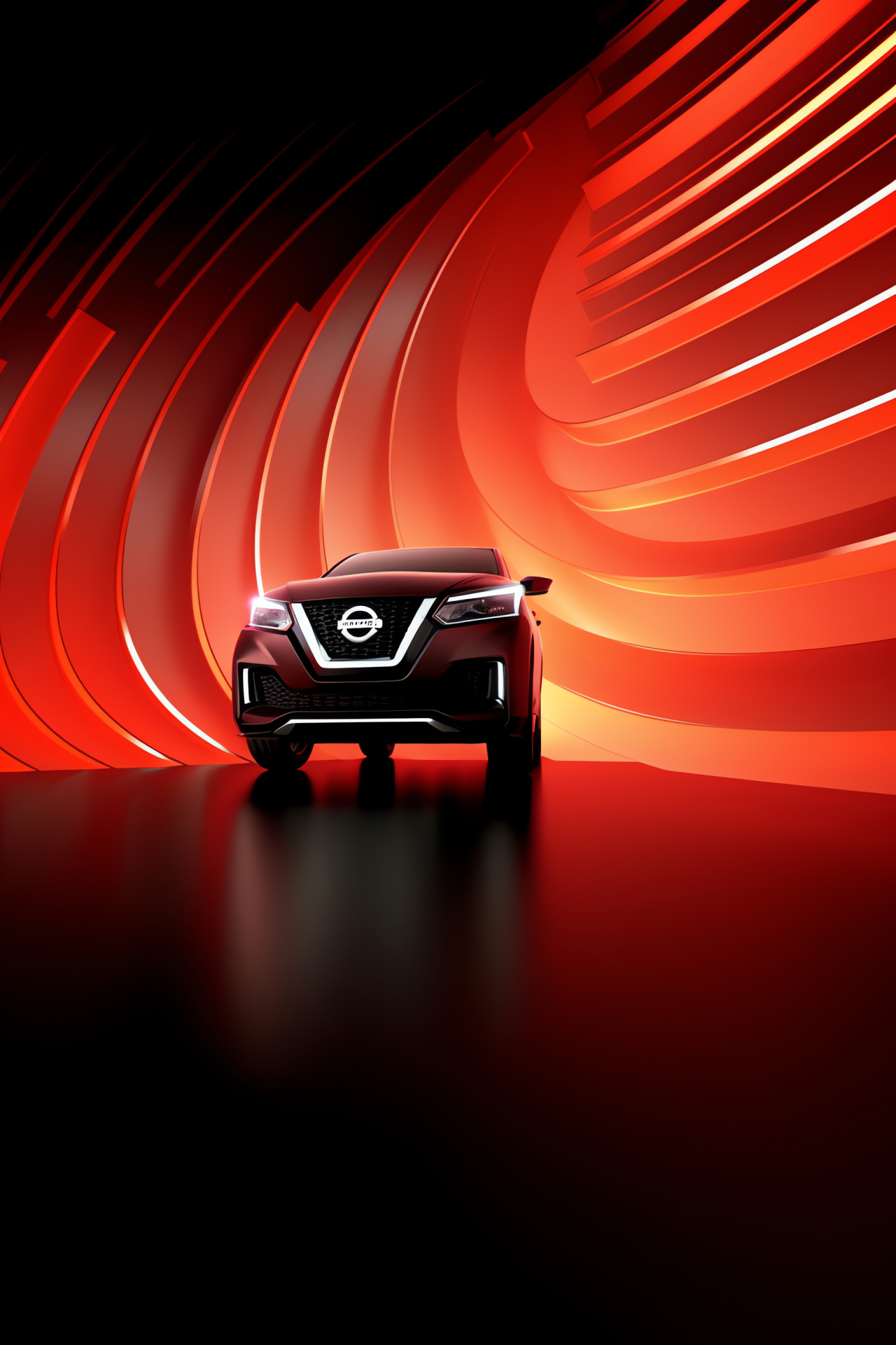 Nissan Logo, Glowing abstract backdrop, Side angle view, Luminous contour, Emblem visibility, HD Phone Wallpaper