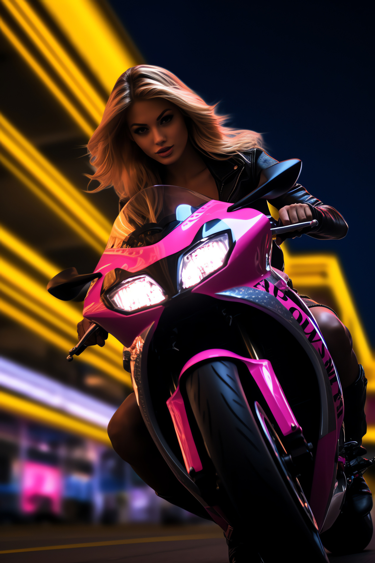 Vegas ride, Sportbike enthusiast, Bright cityscape, Evening excursion, Casino backdrop, HD Phone Wallpaper