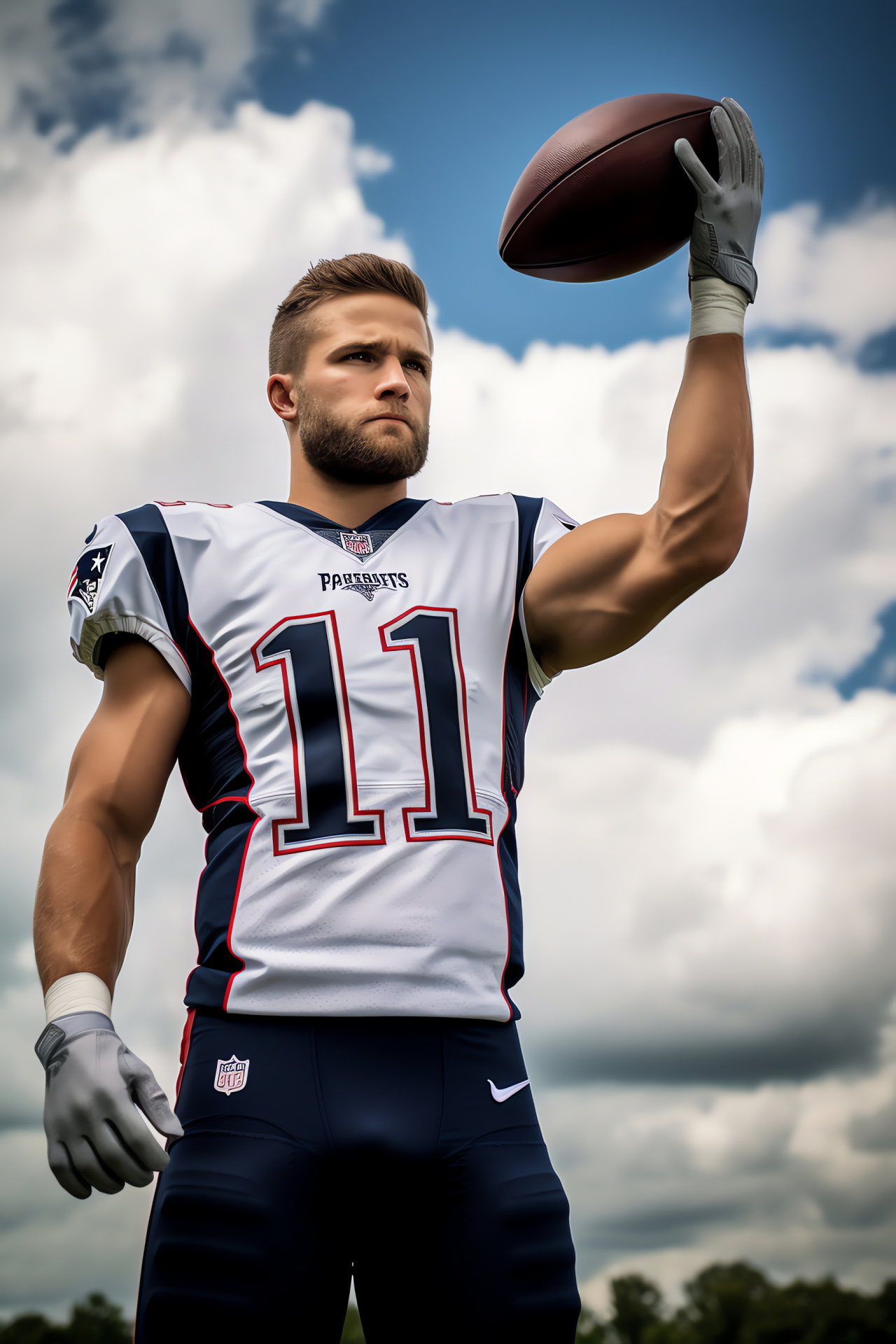 New England Patriots, Julian Edelman, Field agility, Dramatic catch, Team practice, HD Phone Image