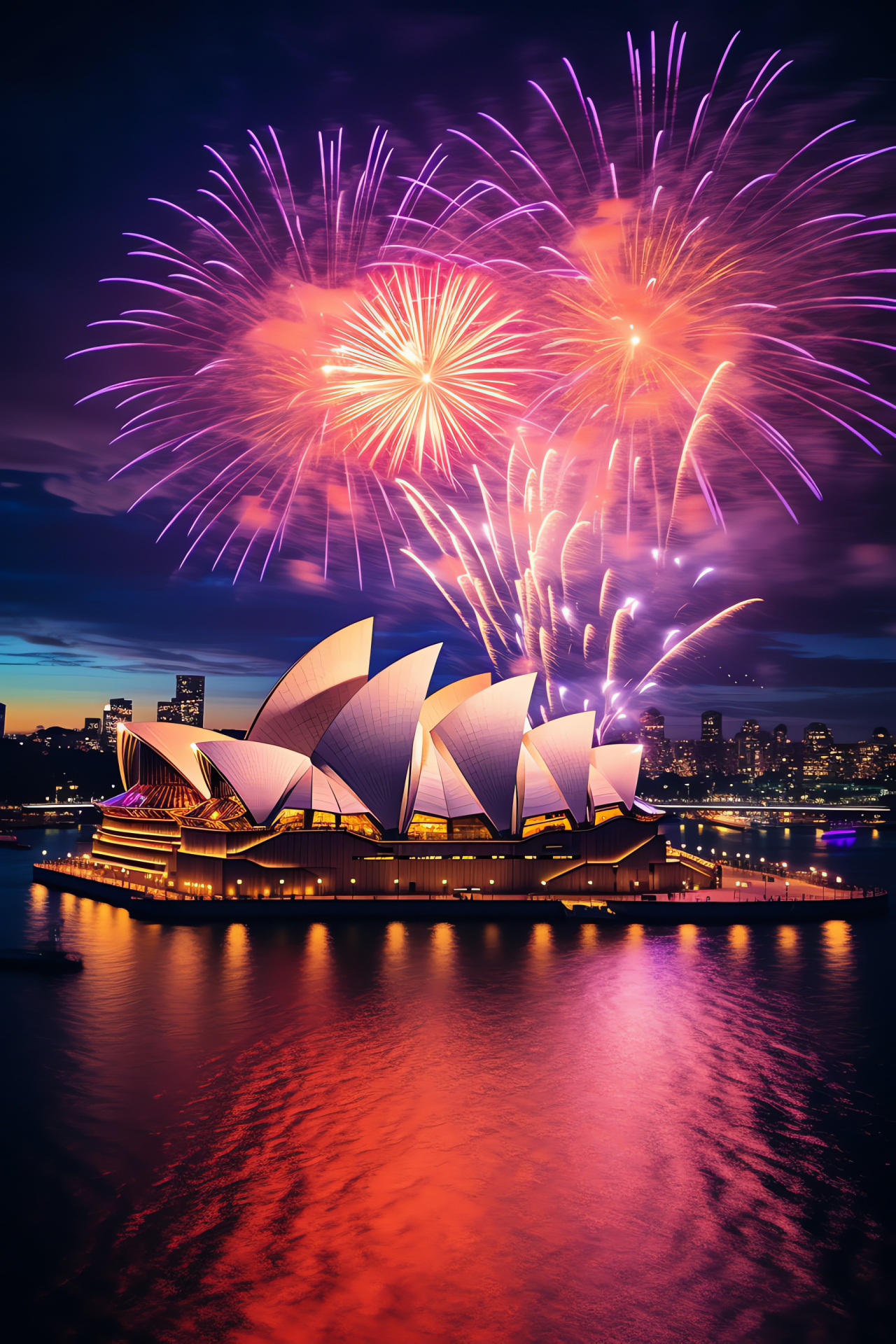 Sydney New Year's Eve, Harbor views, Opera House, festive lights, Australian celebrations, HD Phone Image