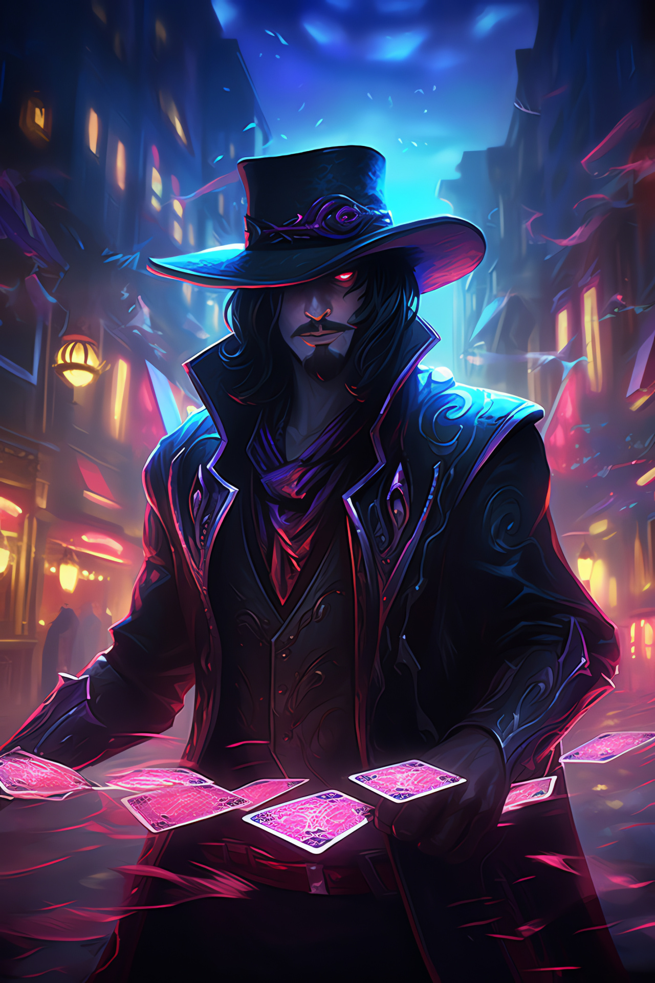 Card master Twisted Fate, League of Legends enigma, Magical skirmish, Iconic headgear, Mysterious abilities, HD Phone Image