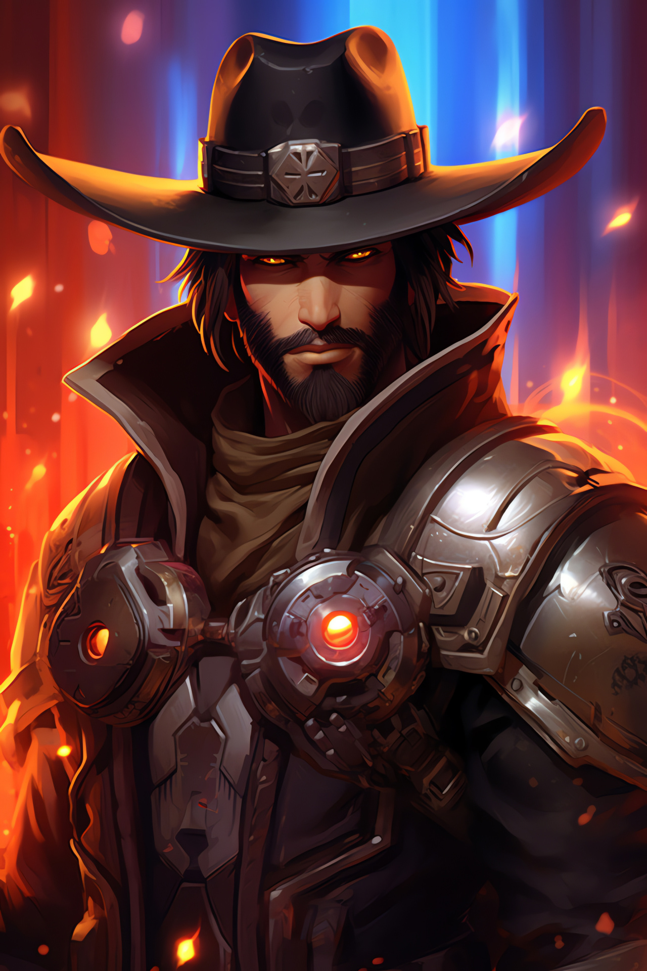 McCree sharpshooter, Overwatch gunslinger, Western hero, Legendary outlaw, Futuristic Old West, HD Phone Image