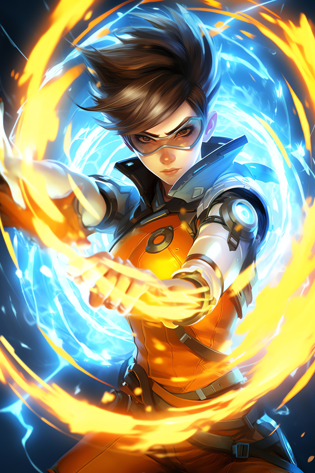 Dimension-hopping Tracer, Overwatch engagement, Heroic silhouette, Emblematic graphics, Game-day scenario, HD Phone Image