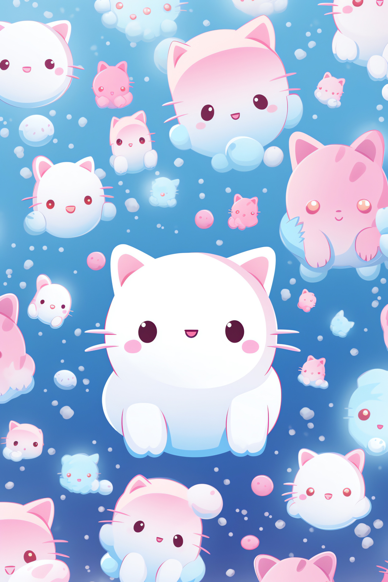 Neko Atsume character, White feline Marshmallow, Joyful pet interaction, Cat collector game, Virtual pet, HD Phone Image