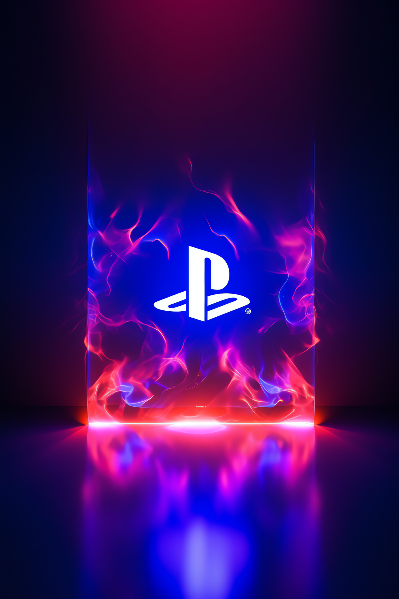 Sony console symbol, hypnotic design, sapphire glow, fuchsia accents, radiant pathways, HD Phone Wallpaper