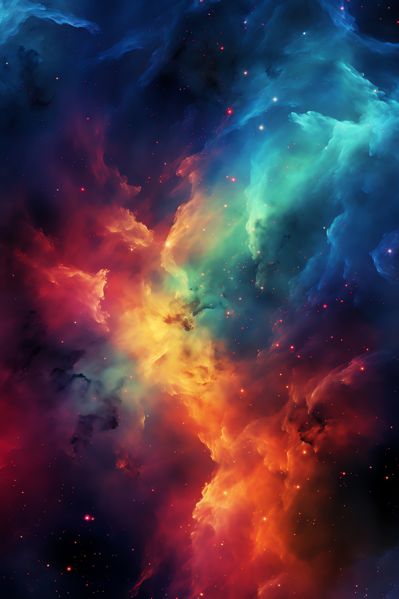 Tri-color nebula spectrum, Reddish nebula showcase, Colorful space cloud photography, Electric blue hues accent, Luminous solar scenes, HD Phone Wallpaper