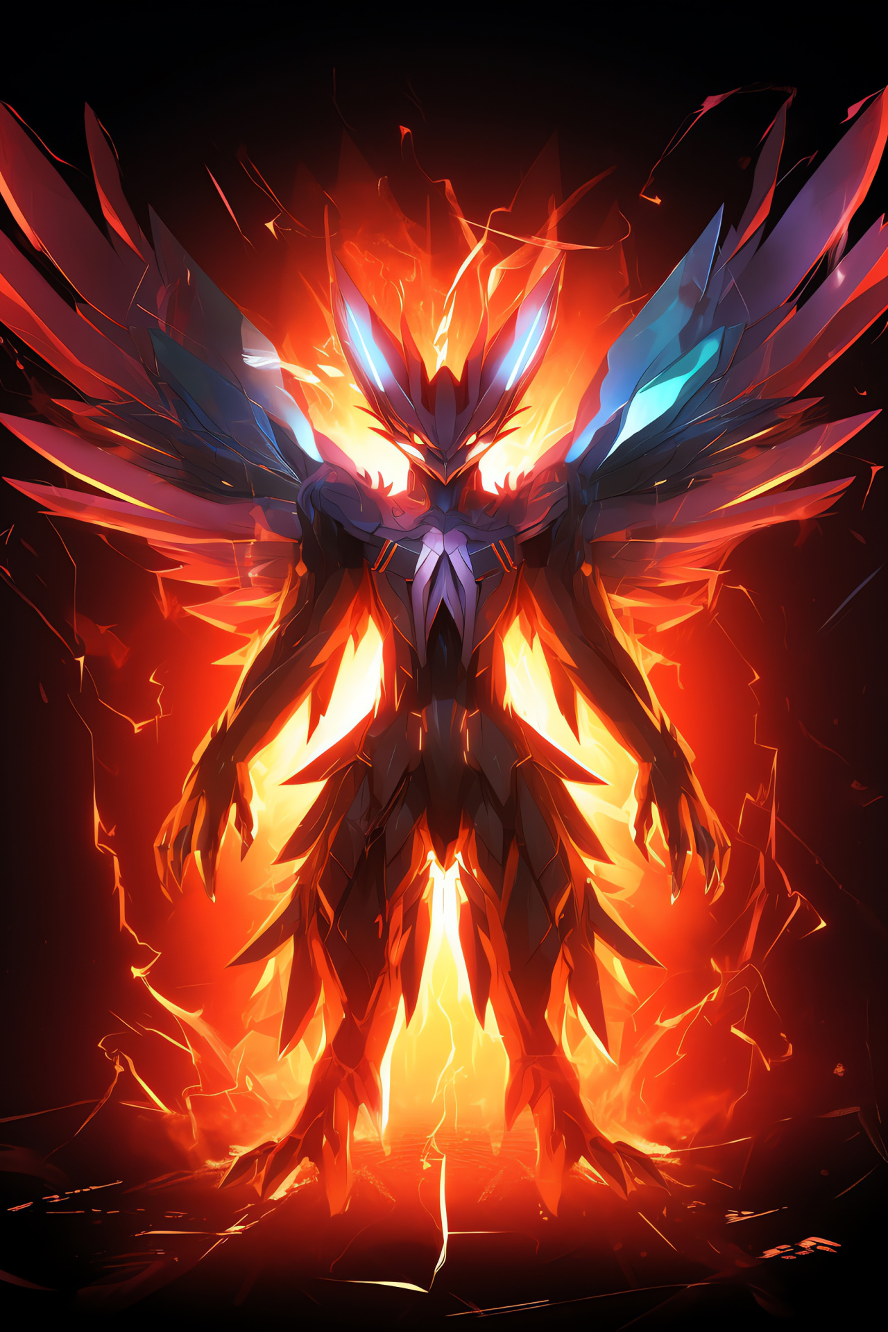 Pokemon Mega Evolution, Blaziken fierceness, gaming icon, fiery plumage, aggressive demeanor, HD Phone Image