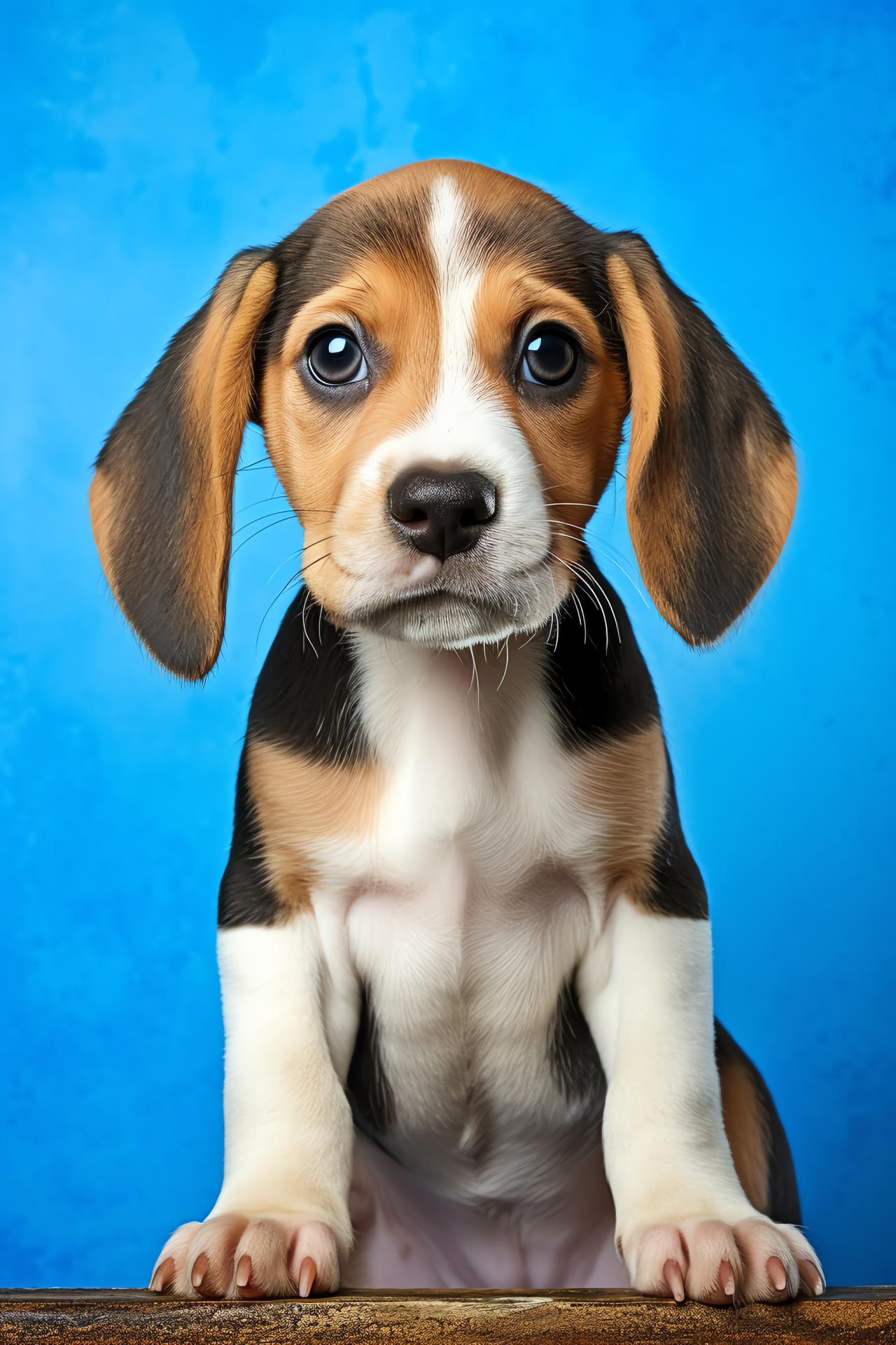 Beagle puppies' breadth, Expressive Beagle features, Vivid color backdrop, Beagle fur pattern, Wide spatial aspect, HD Phone Image