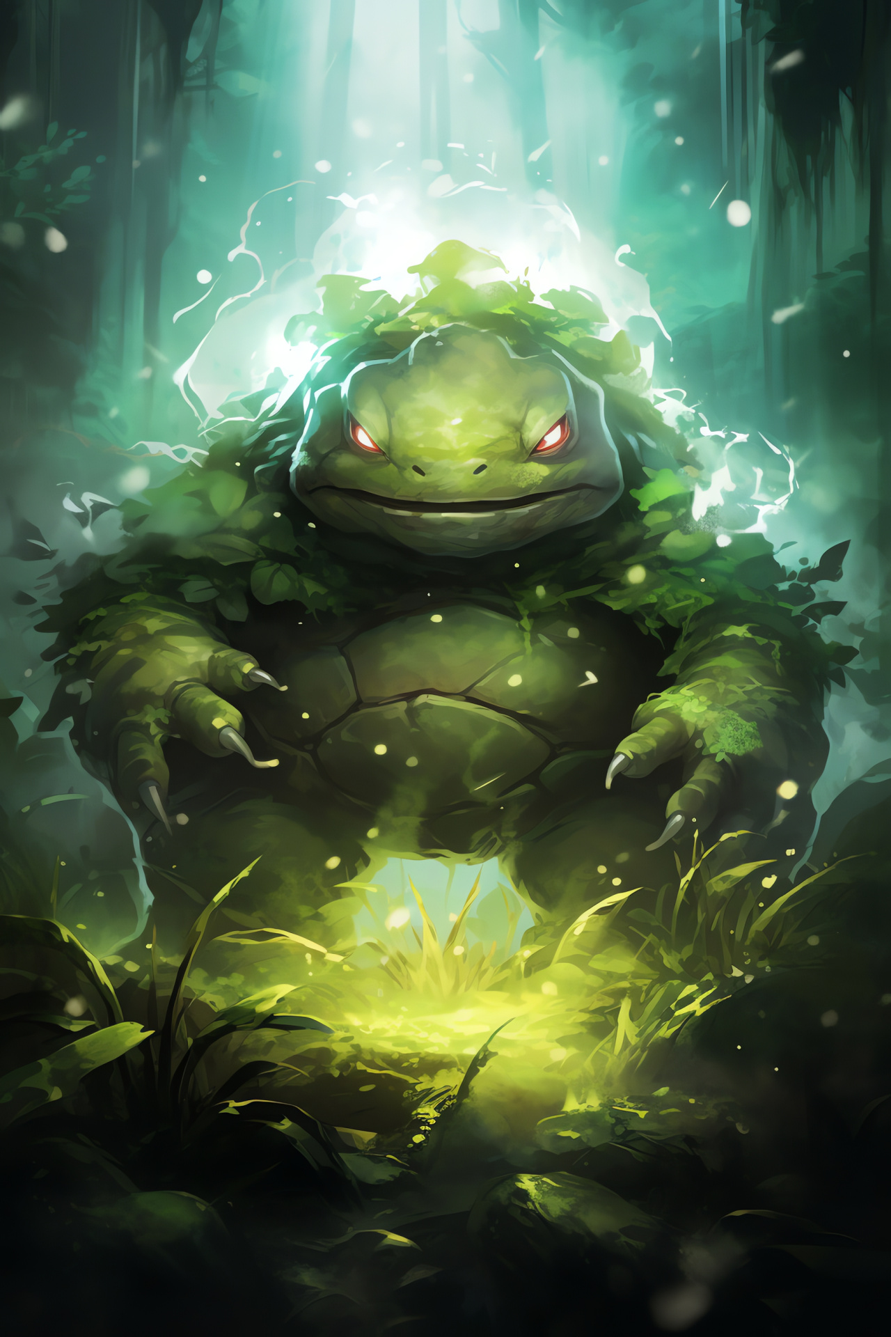 Torterra, Earthly habitat Pokmon, Mist enshrouded figure, Enigmatic silhouette, Adventurous ambiance, HD Phone Wallpaper