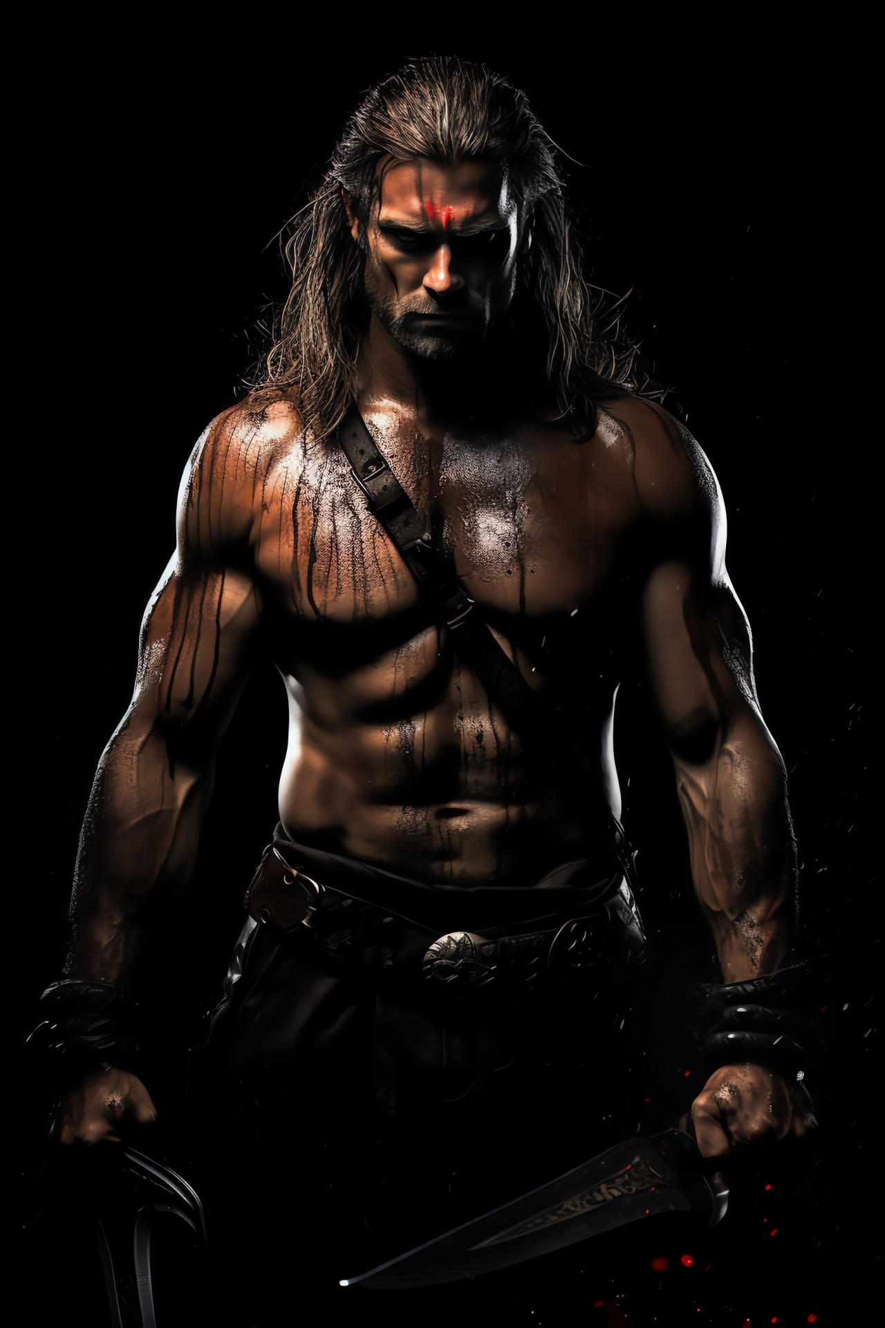 Gannicus warrior, defiant eyes, Thracian height, steel mastery, void-like solitude, HD Phone Wallpaper