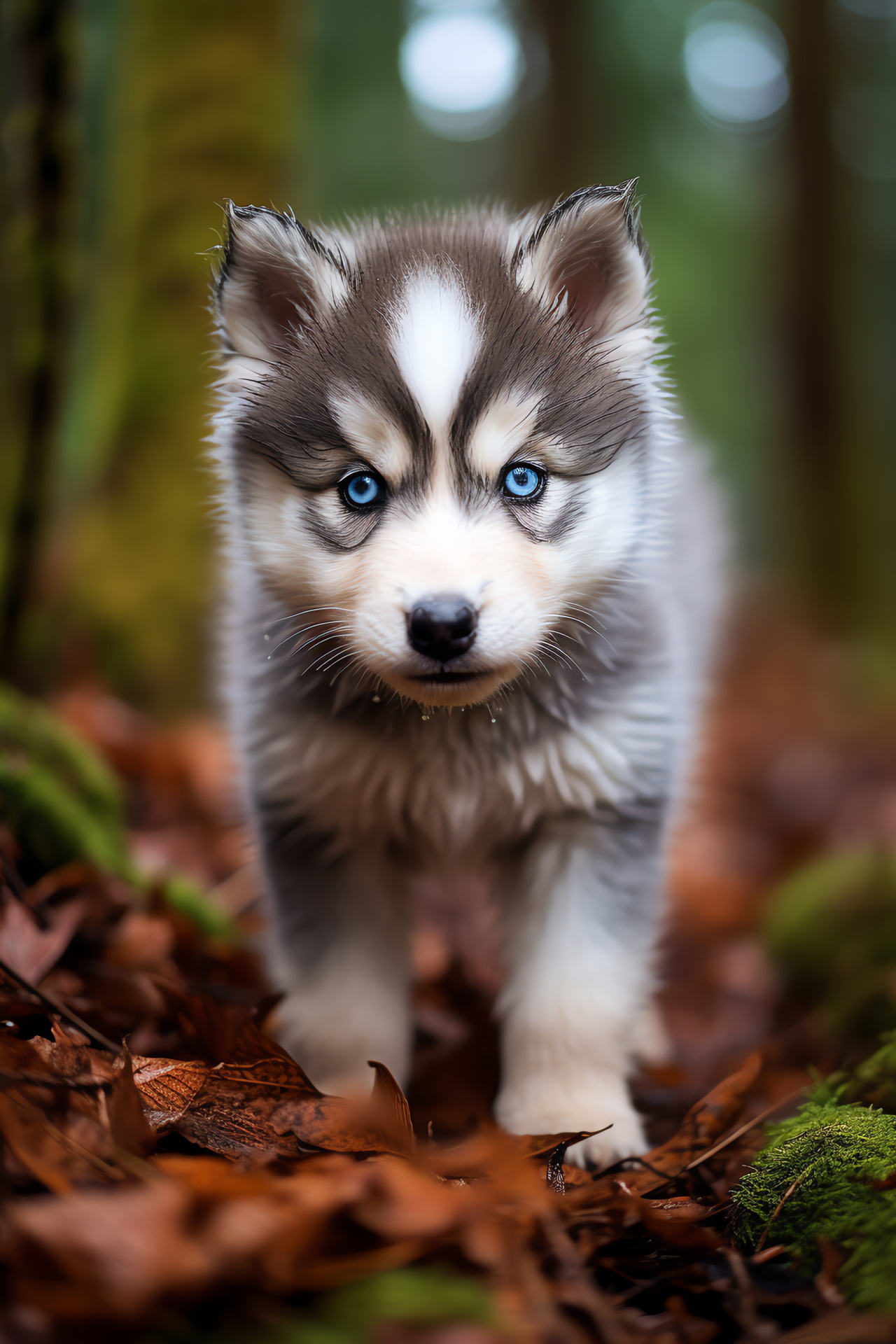 Alaskan Malamute puppy, Siberian pet, youthful husky, thick fur, animal gaze, HD Phone Image