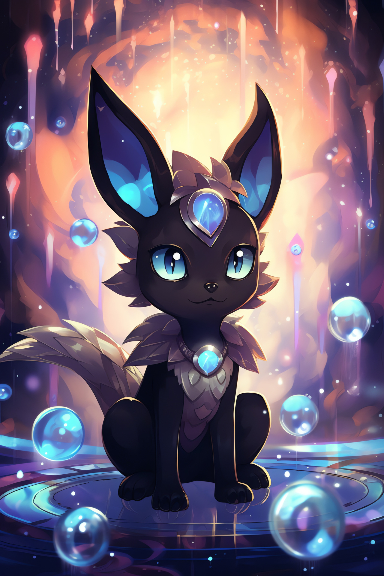 Umbreon Pokmon, Night creature, Shiny coat, Mystery eyes, Circle patterns, HD Phone Image