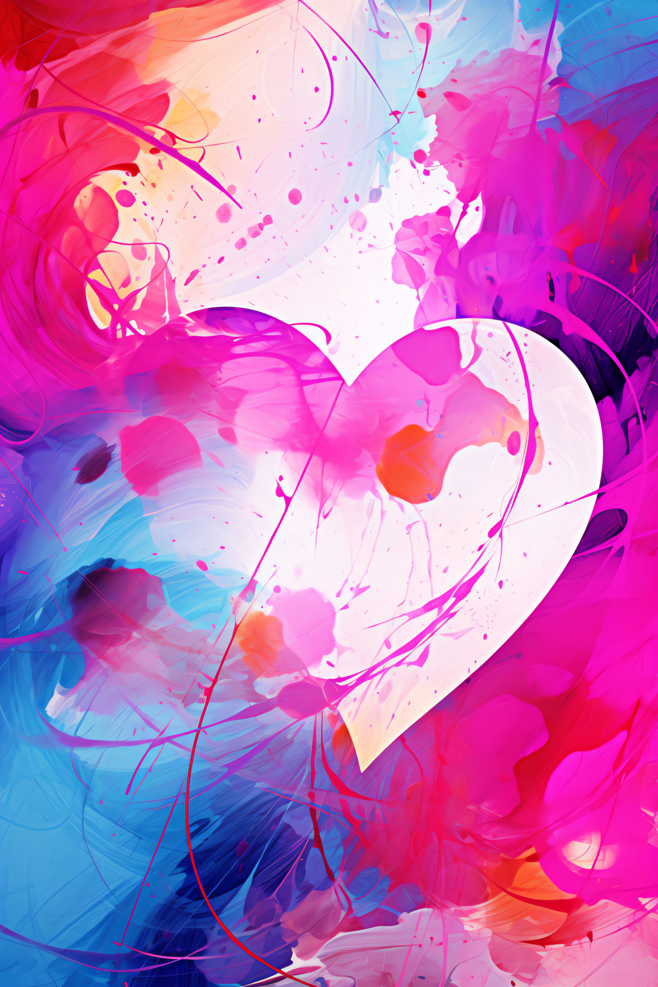 Valentine's Day themed, digital creativity, vivid hues, nonfigurative forms, artistic motifs, HD Phone Image