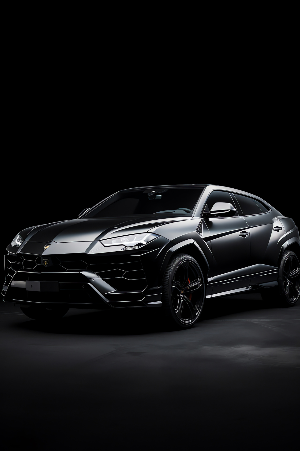 Latest Lamborghini vehicle, Urus Graphite Capsule, monochrome backdrop, gray-black design, Italian luxury car, HD Phone Image