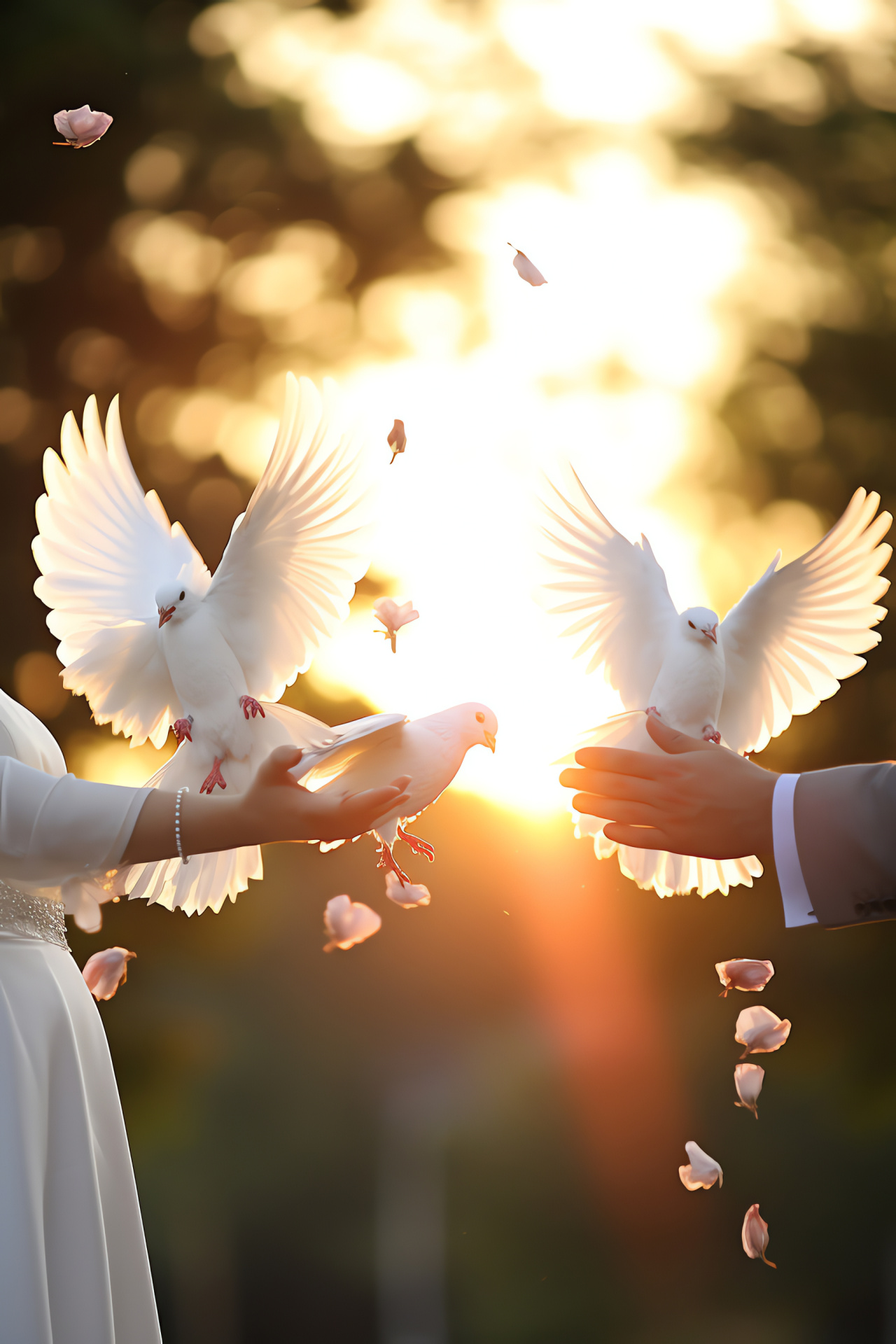 Couple's send-off, Peace symbol, Avian release, Symbol of purity, Affection celebration, HD Phone Wallpaper