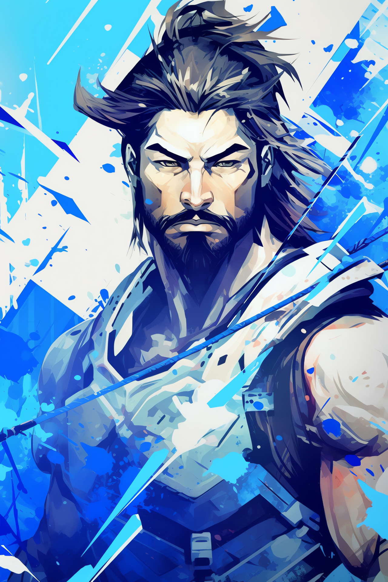 Overwatch protagonist Hanzo, Master archer, Gaming champion, Virtual marksman, Geometric flair, HD Phone Wallpaper