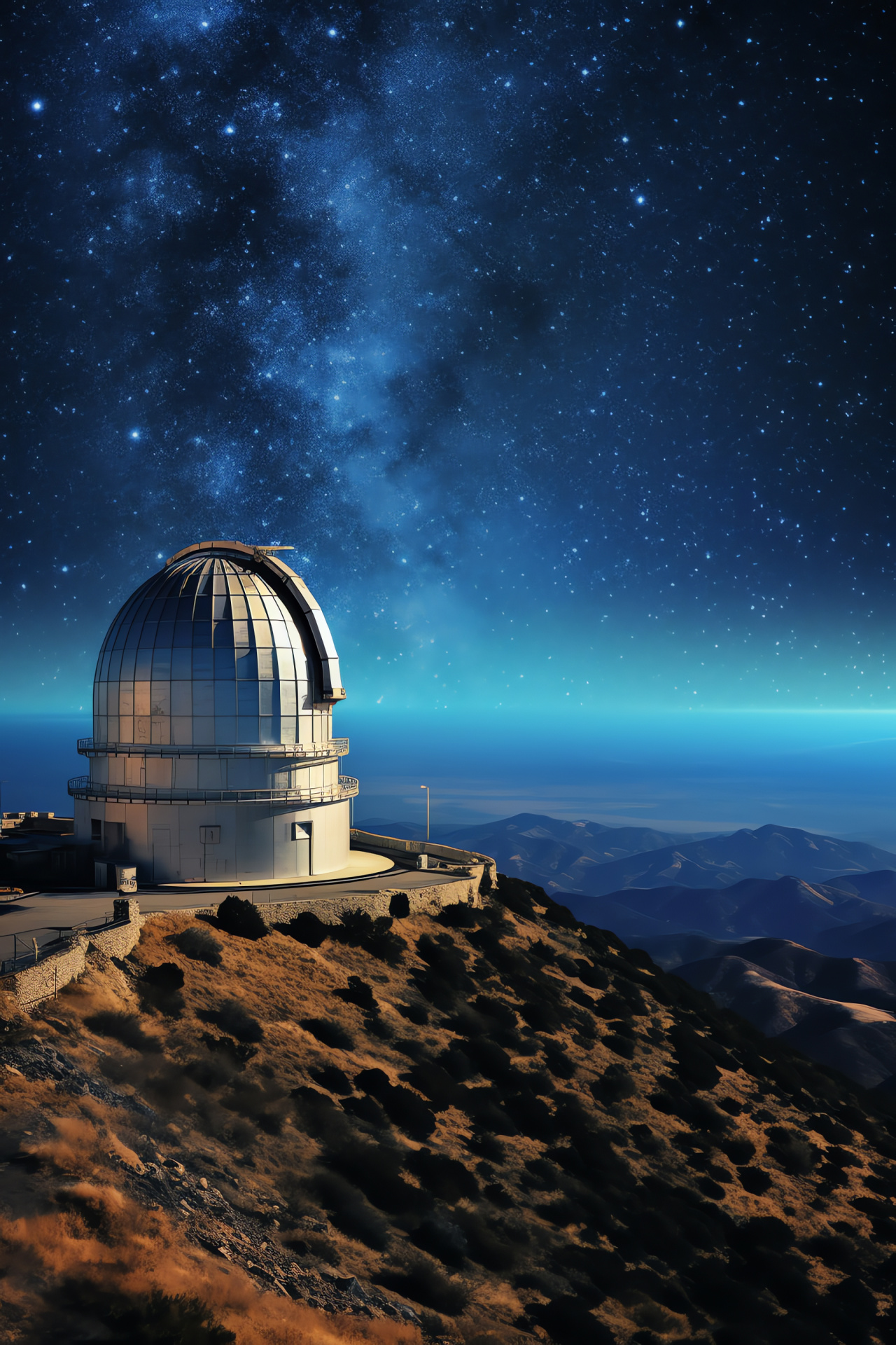 TMT Observatory, Pinnacle location, Nighttime panorama, Space watching, Celestial canvas, HD Phone Image