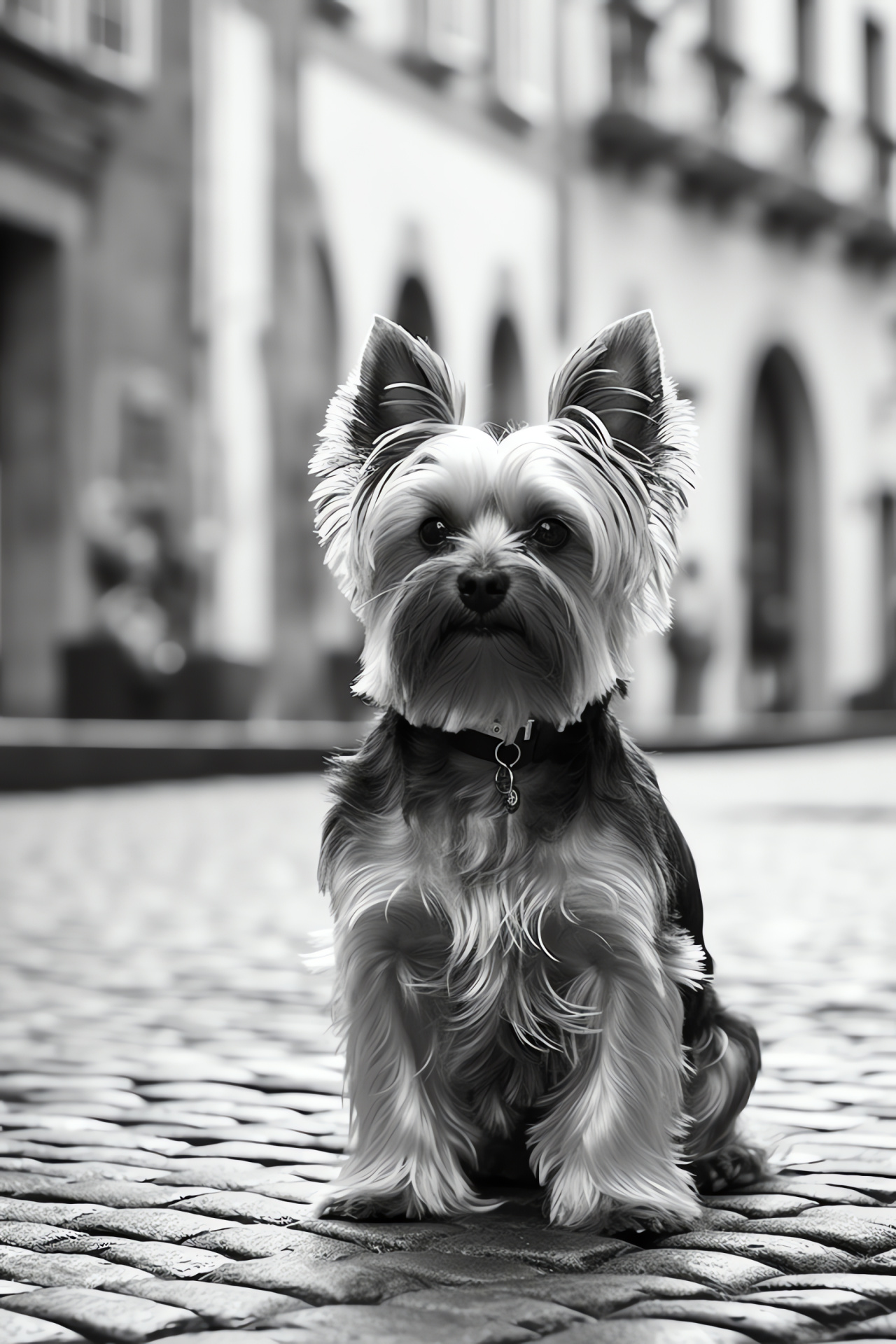 Elegant Yorkshire Terrier, emerald gaze, tuxedo coat, small-sized dog, purebred pet, HD Phone Image